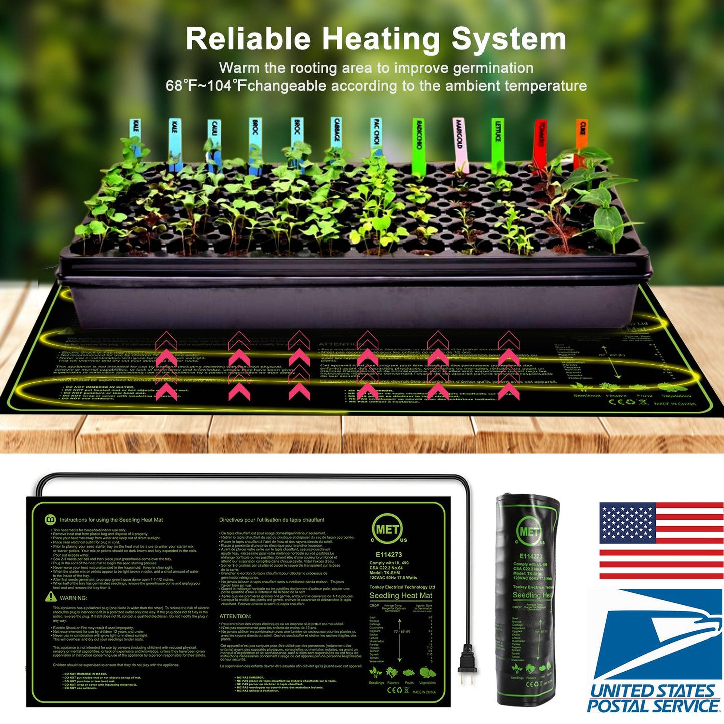 Seedling Heat Mat 10x20 Waterproof for Seed Germination