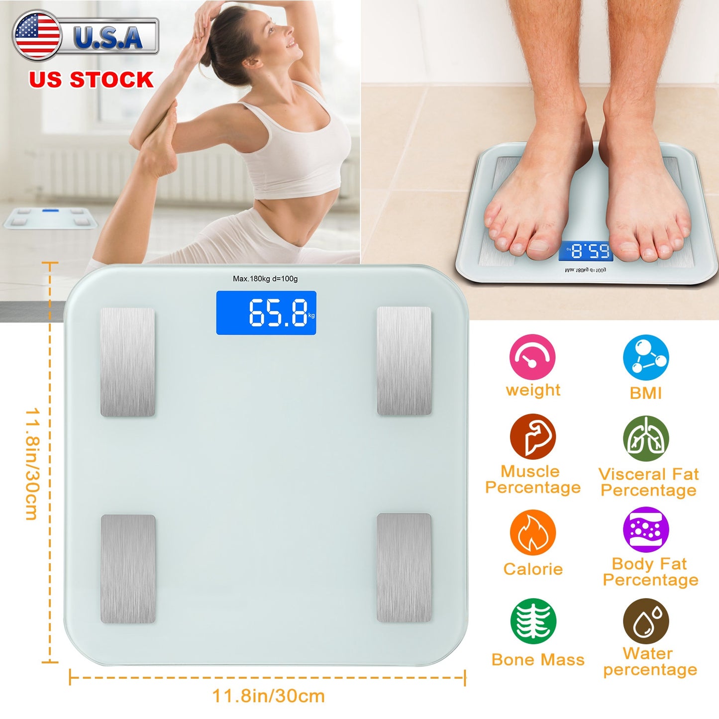 Smart Body Composition Scale with App & 8 Health Metrics