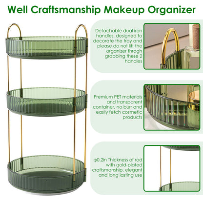 3-Tier Rotating Makeup Organizer with 360° Spin