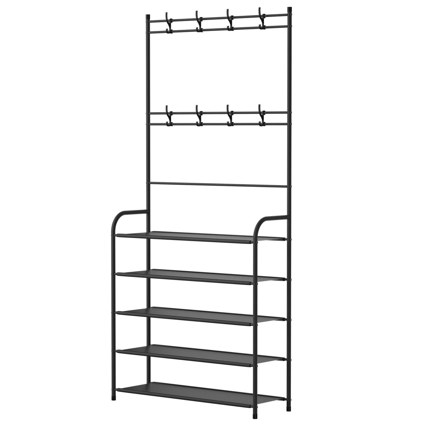 Entryway Coat Rack with 4-Tier Shoe Storage Shelf