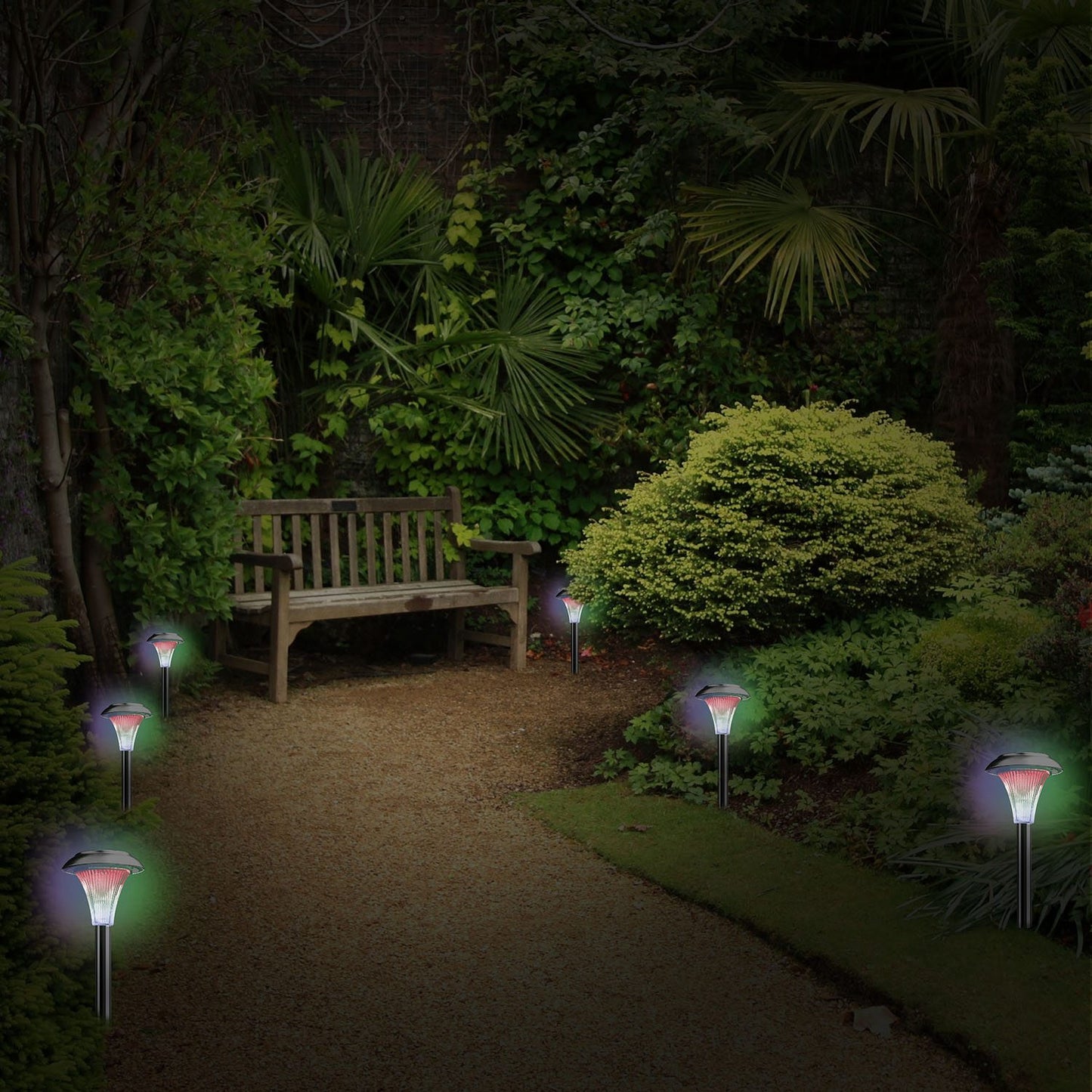 Solar Garden Lights Outdoor 12-Pack Color Changing Pathway