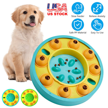 Dog Puzzle Feeder Slow Feed Bowl with Rotating Granaries