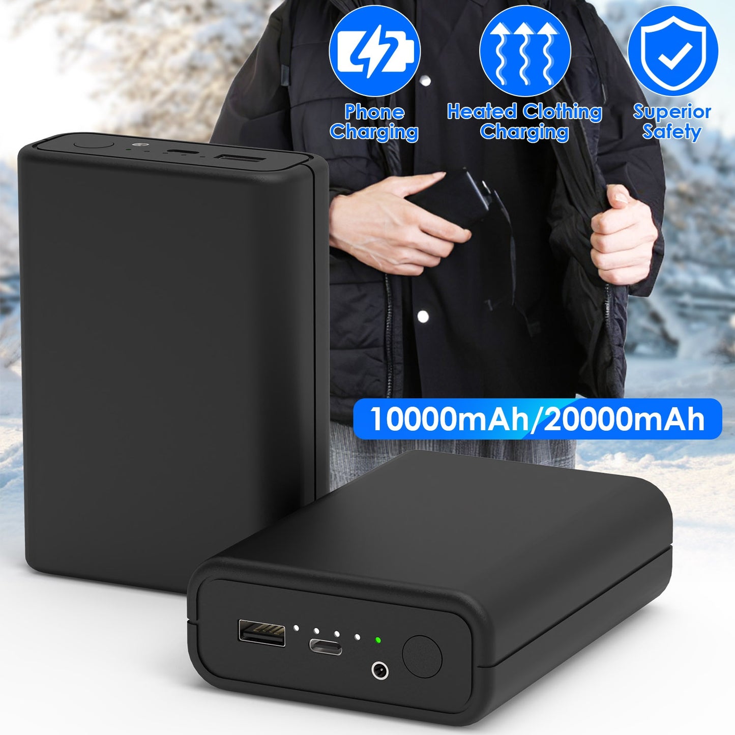 10000mAh Power Bank for Heated Clothing with Dual Output