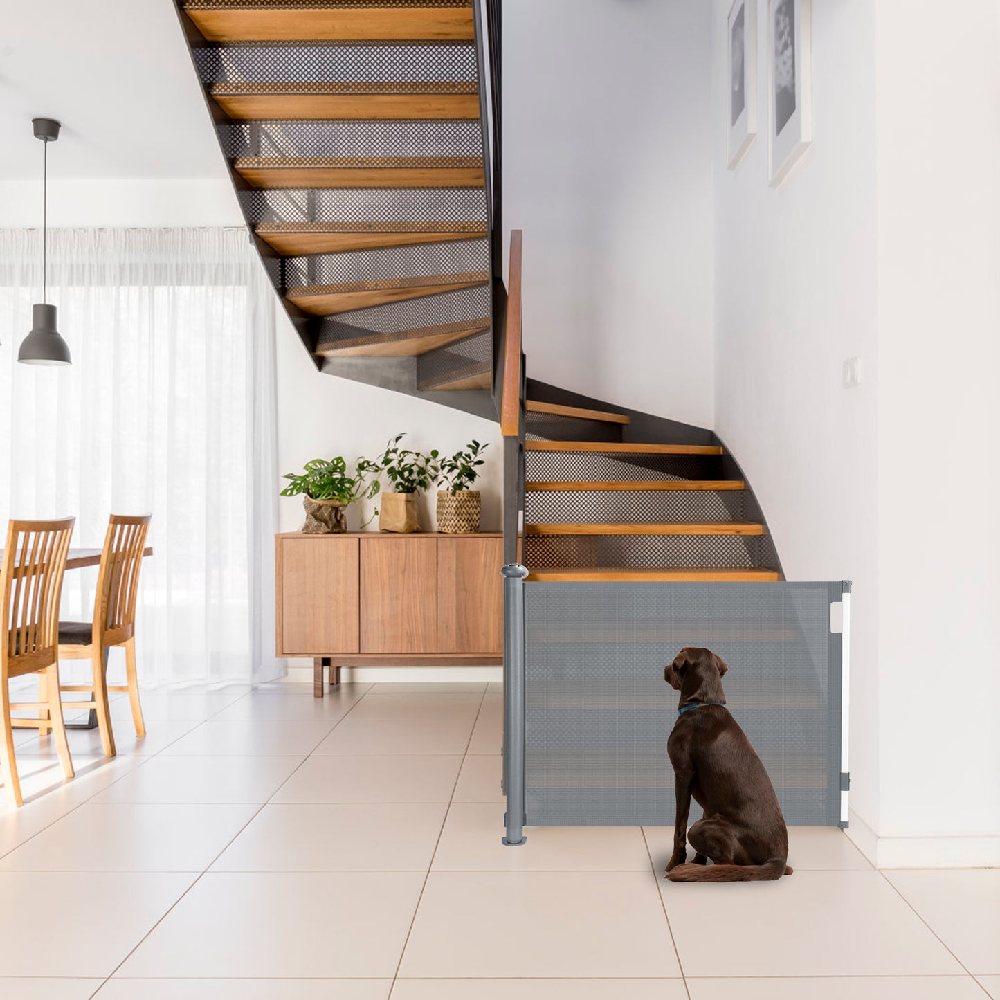 Retractable Baby Gate 58.3" Wide for Stairs & Doorways
