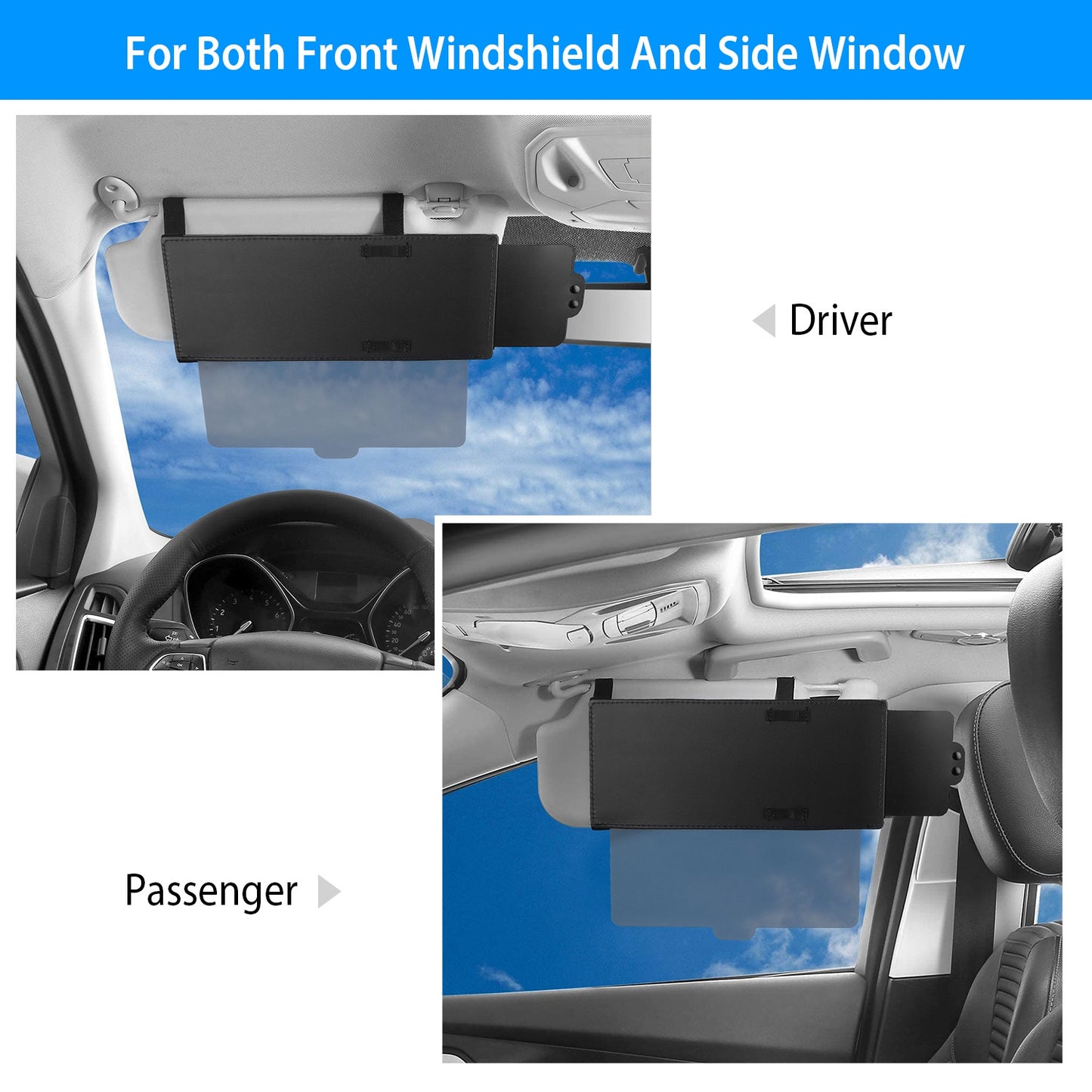 Car Sun Visor Extender with Dual Retractable Sliders