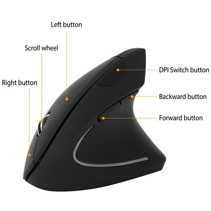 Wireless Vertical Mouse with Ergonomic Design & 6 Buttons