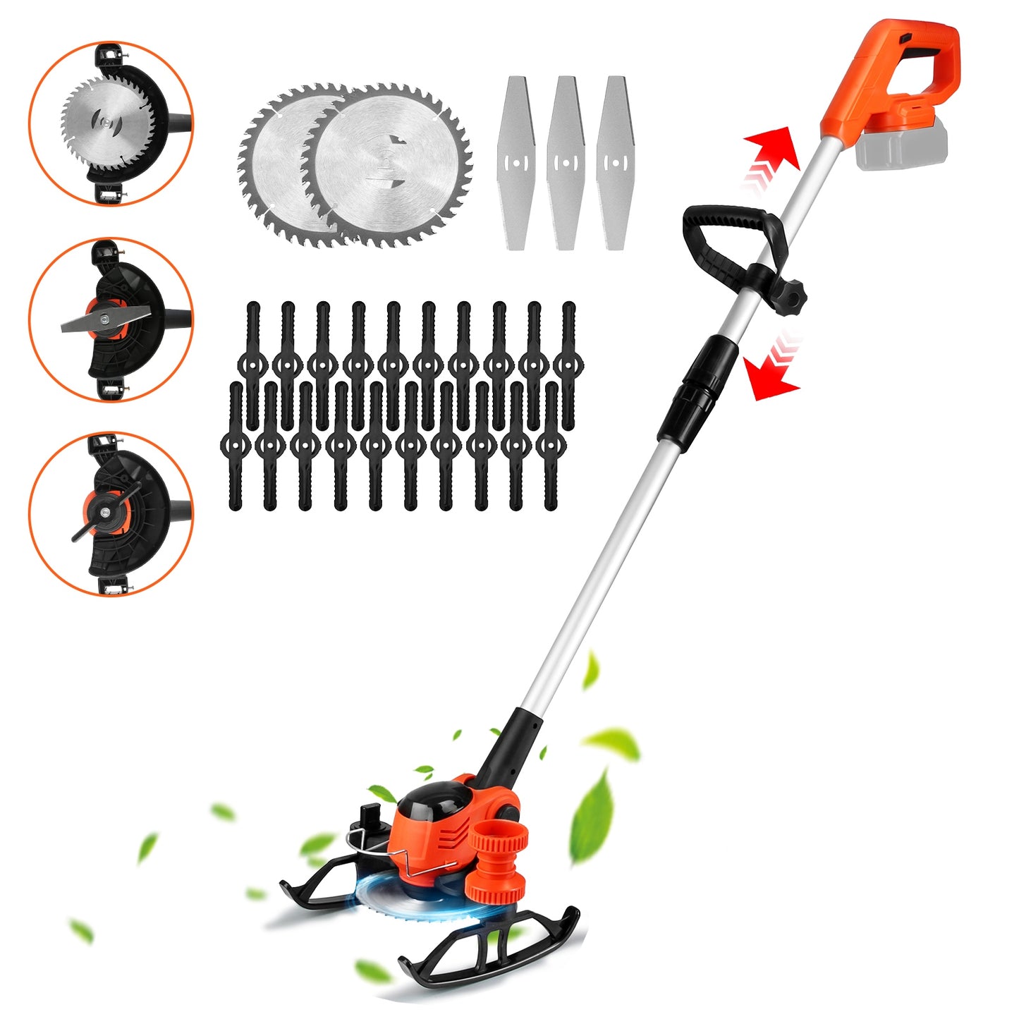 Cordless Grass Trimmer with Wheels & 2 Batteries