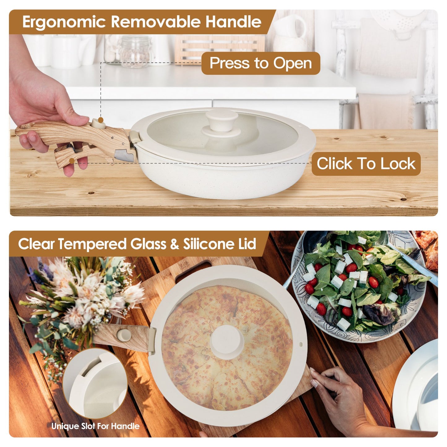 Nonstick Cookware Set 9-Piece with Detachable Handles