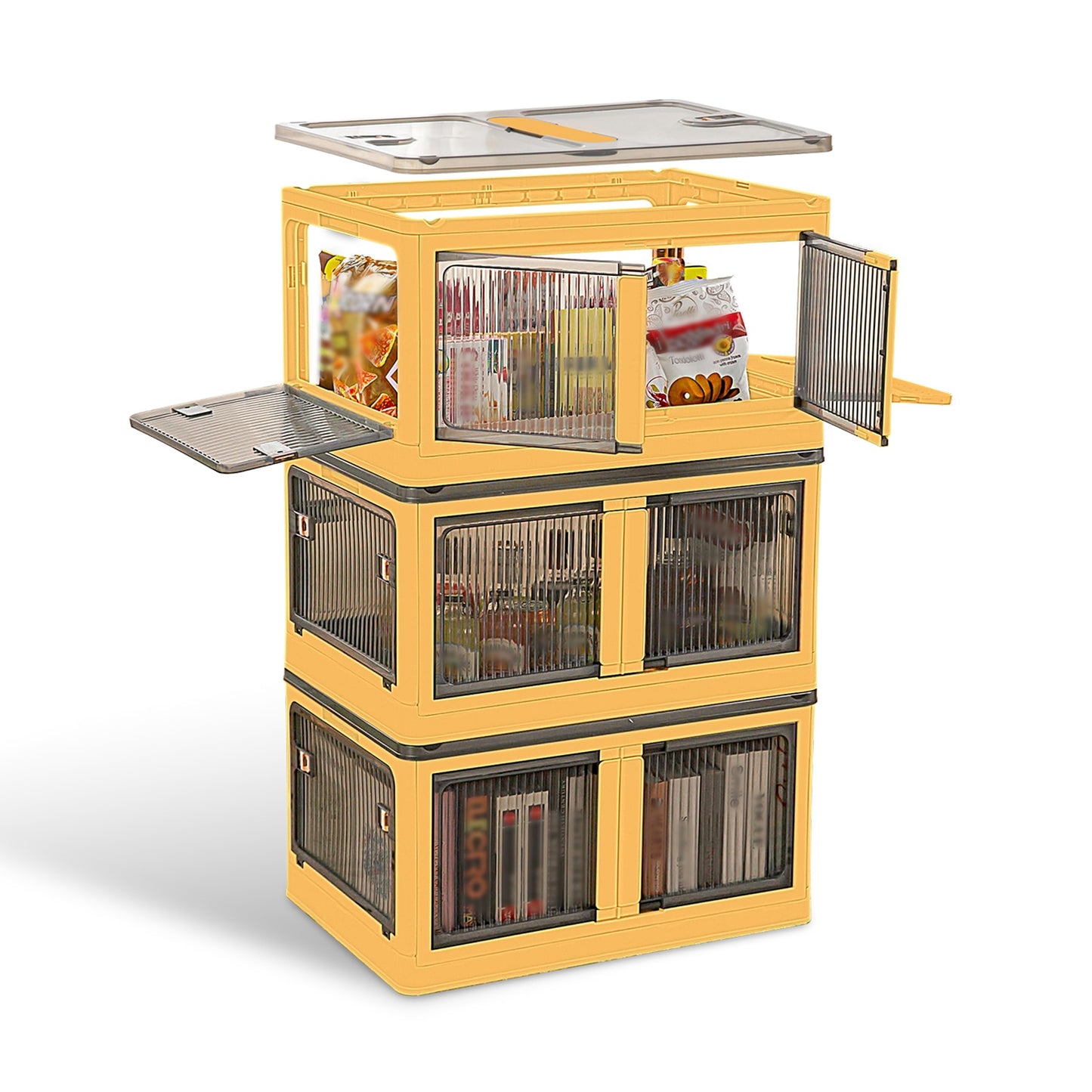 Foldable Storage Bins with Lids & Wheels - 3 Pack Stackable
