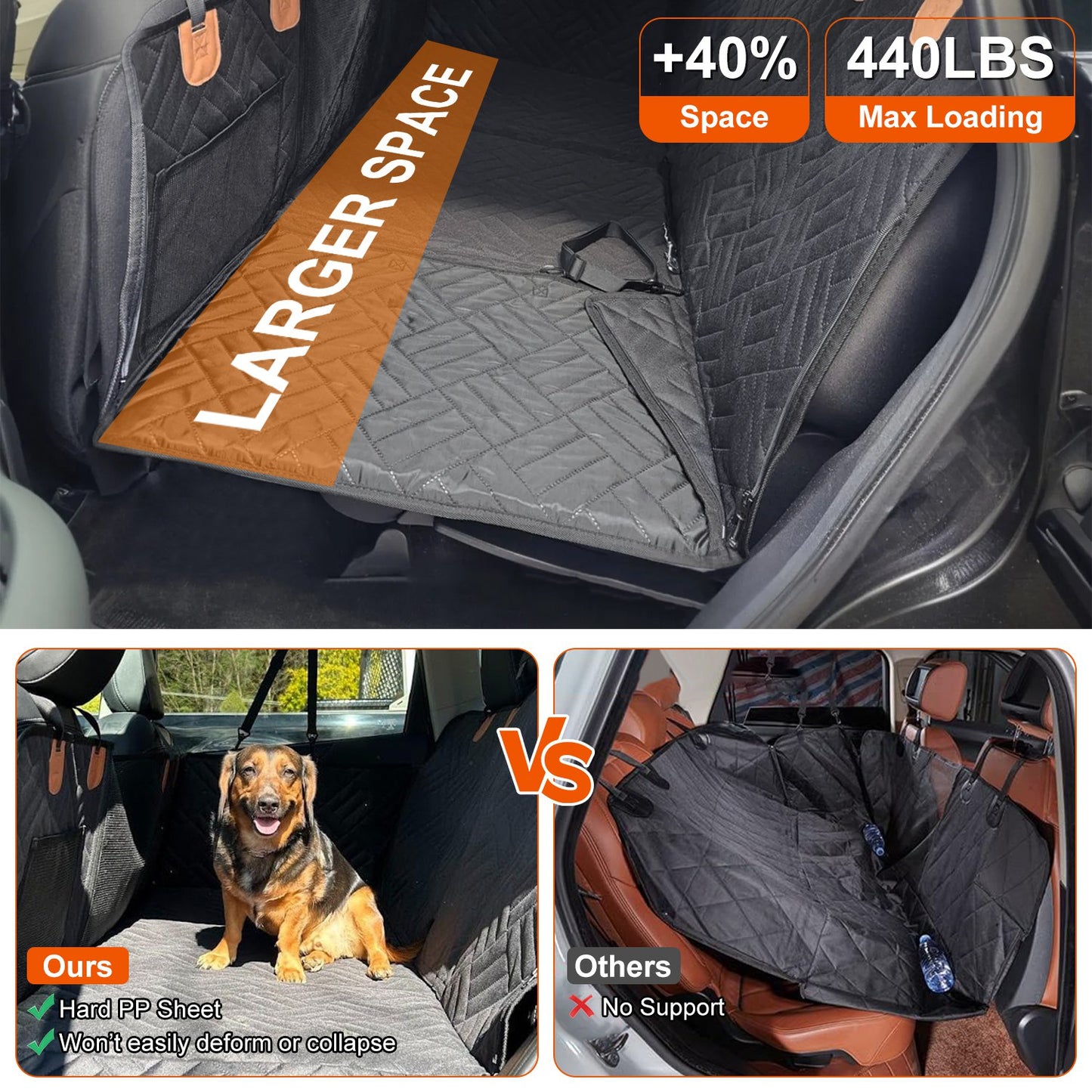 Waterproof Dog Car Seat Cover for Back Seat - Hammock Style