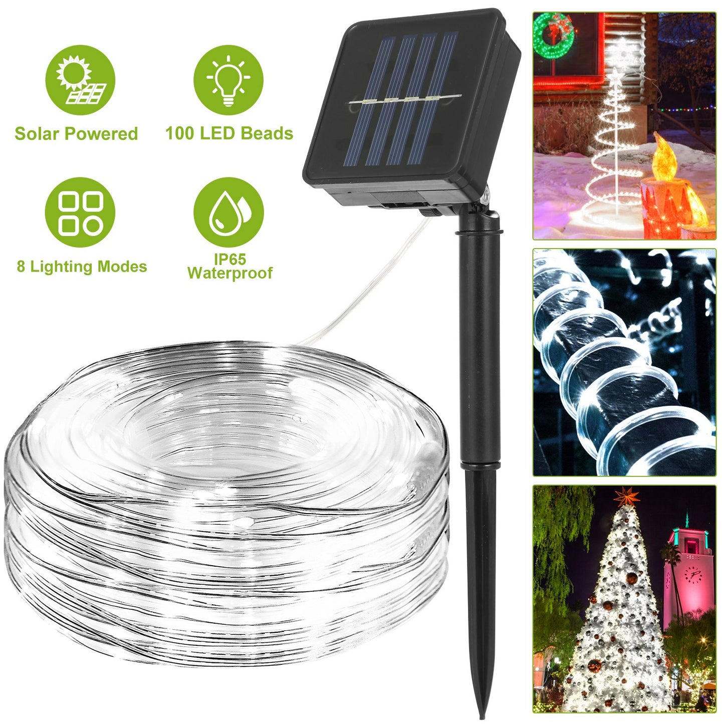 Solar String Lights Outdoor 100 LED 39ft Waterproof Decorative