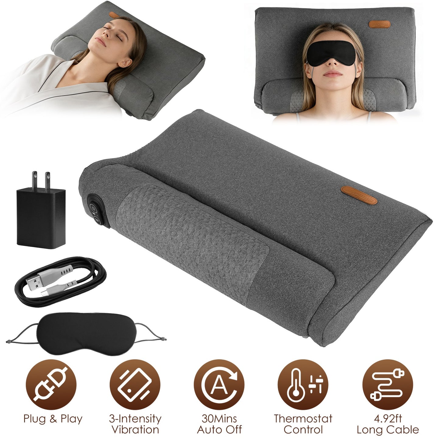 Neck Massager Pillow with Heat & Vibration Memory Foam
