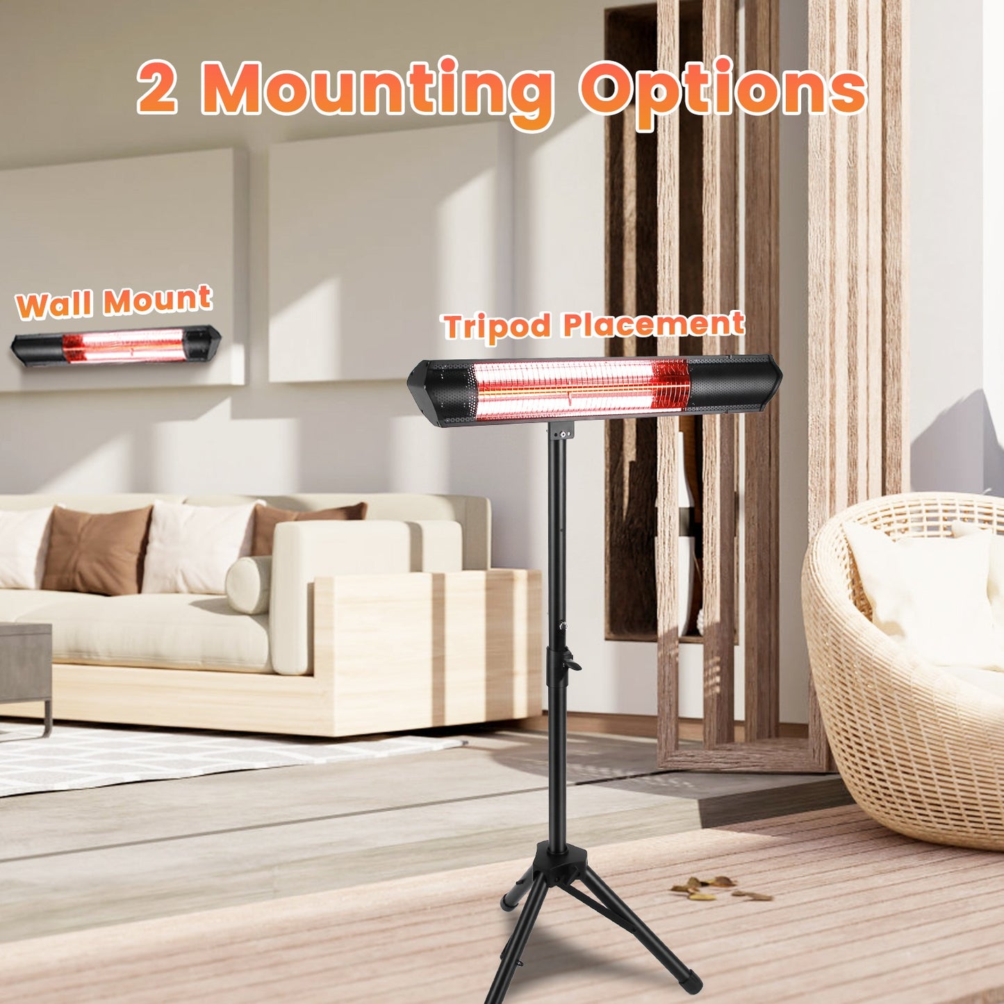 1500W Infrared Patio Heater with Adjustable Tripod Stand