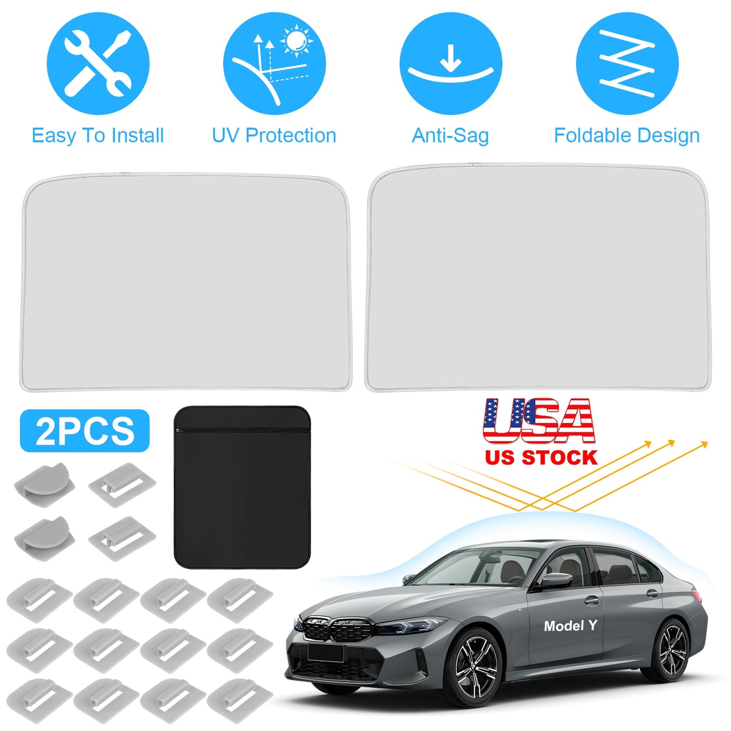 Tesla Model Y Sunshade Roof with UV Protection 2020-2024