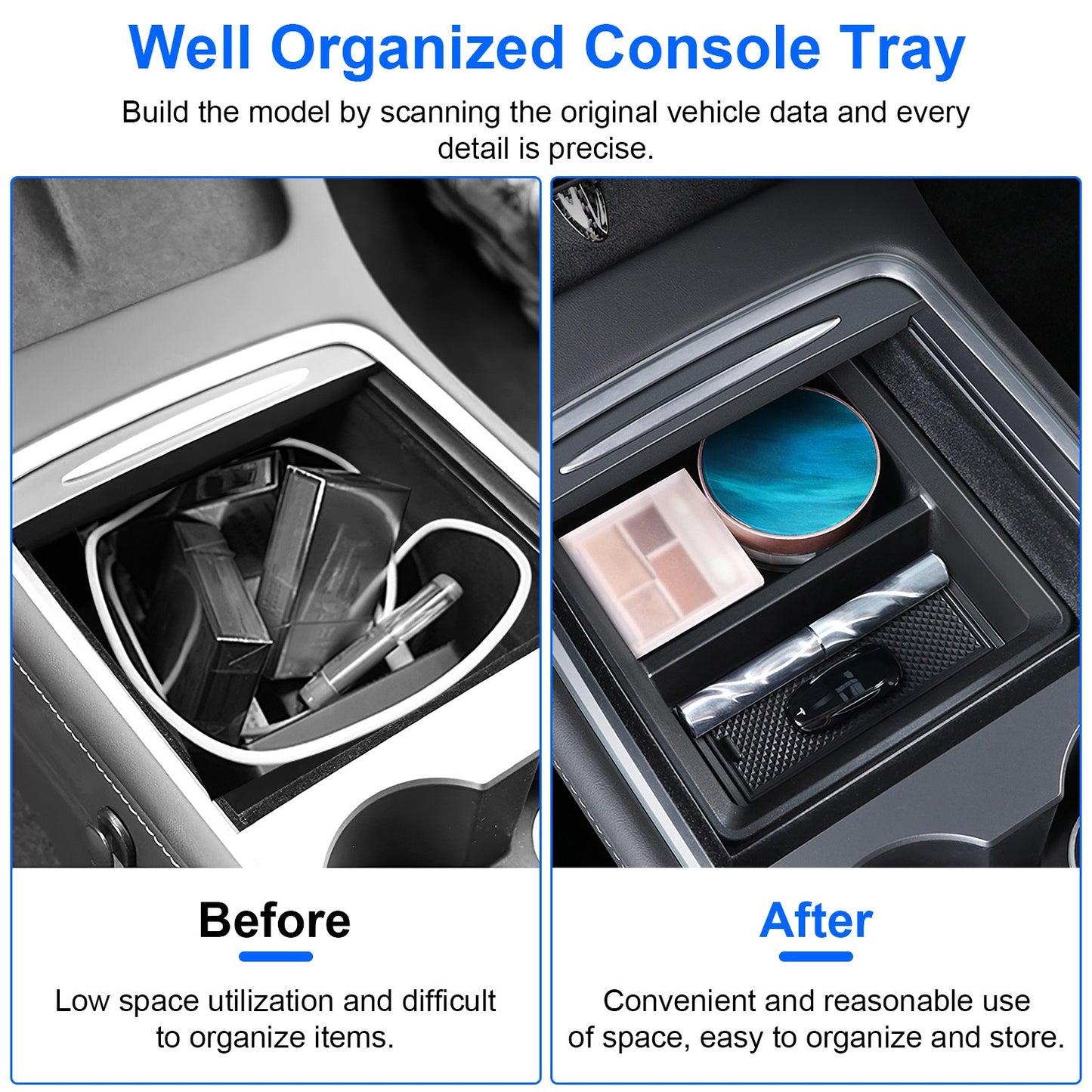 Center Console Organizer Tray for Tesla Model 3/Y 2021-2023