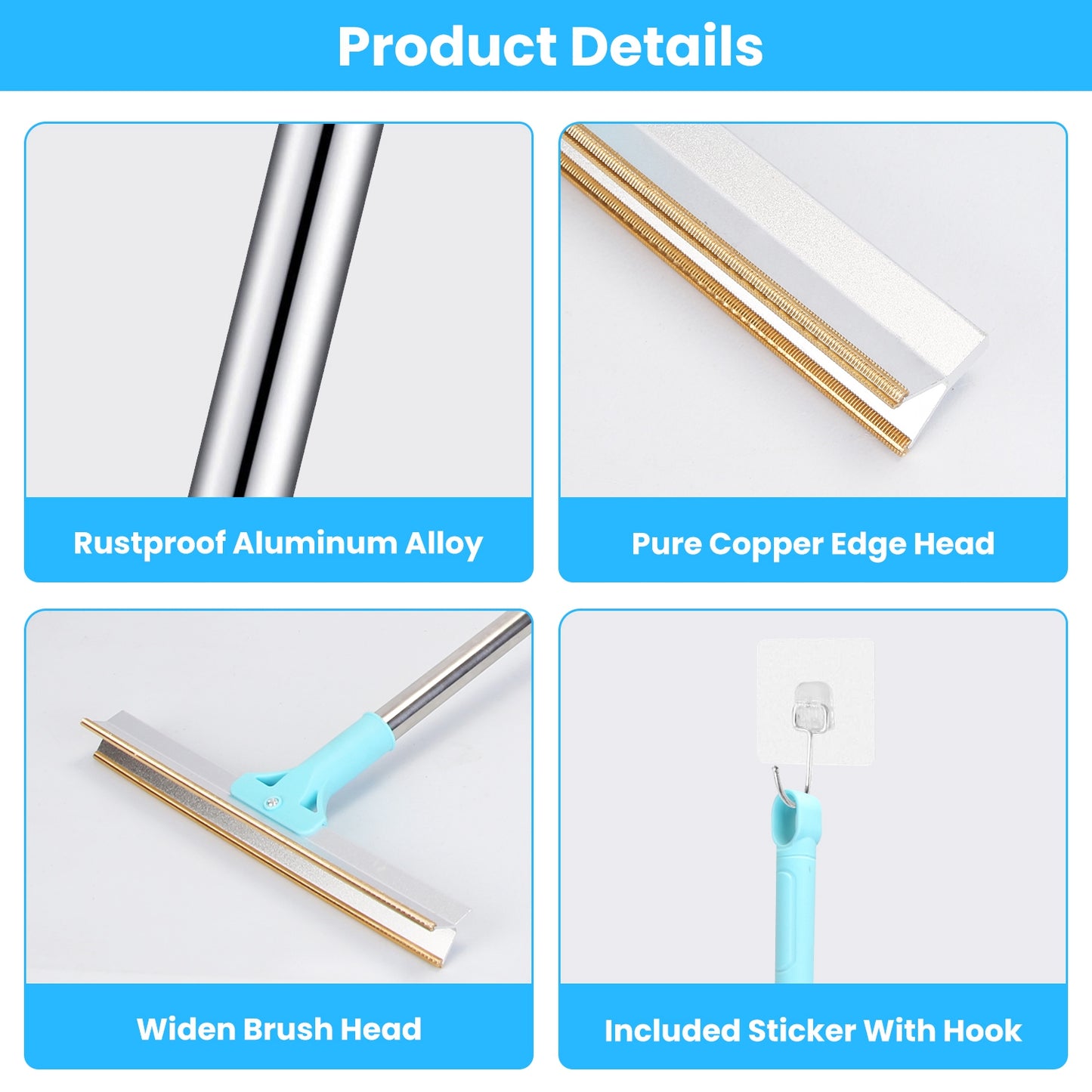Pet Hair Removal Rake with 54" Adjustable Telescopic Handle