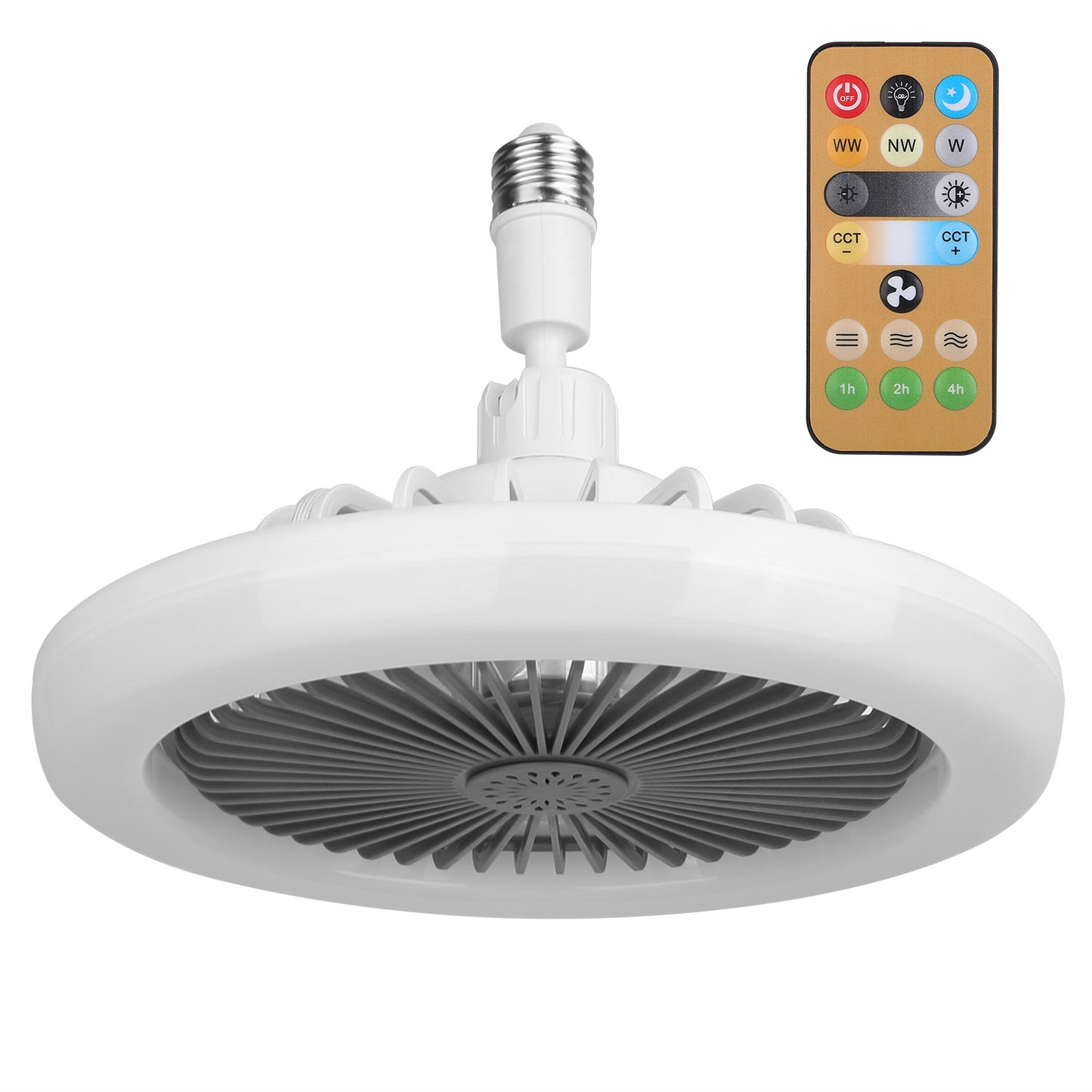 E27 Socket Ceiling Fan with Dimmable LED Light & Remote