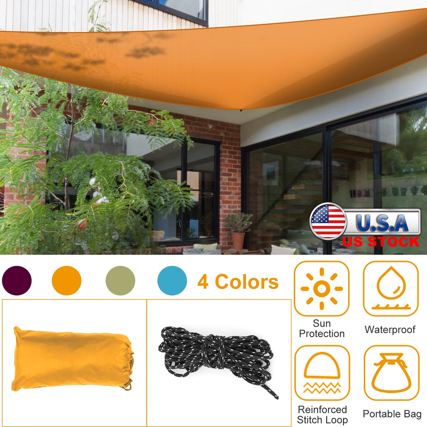 Triangle Shade Sail Canopy - Waterproof Outdoor Sun Shelter