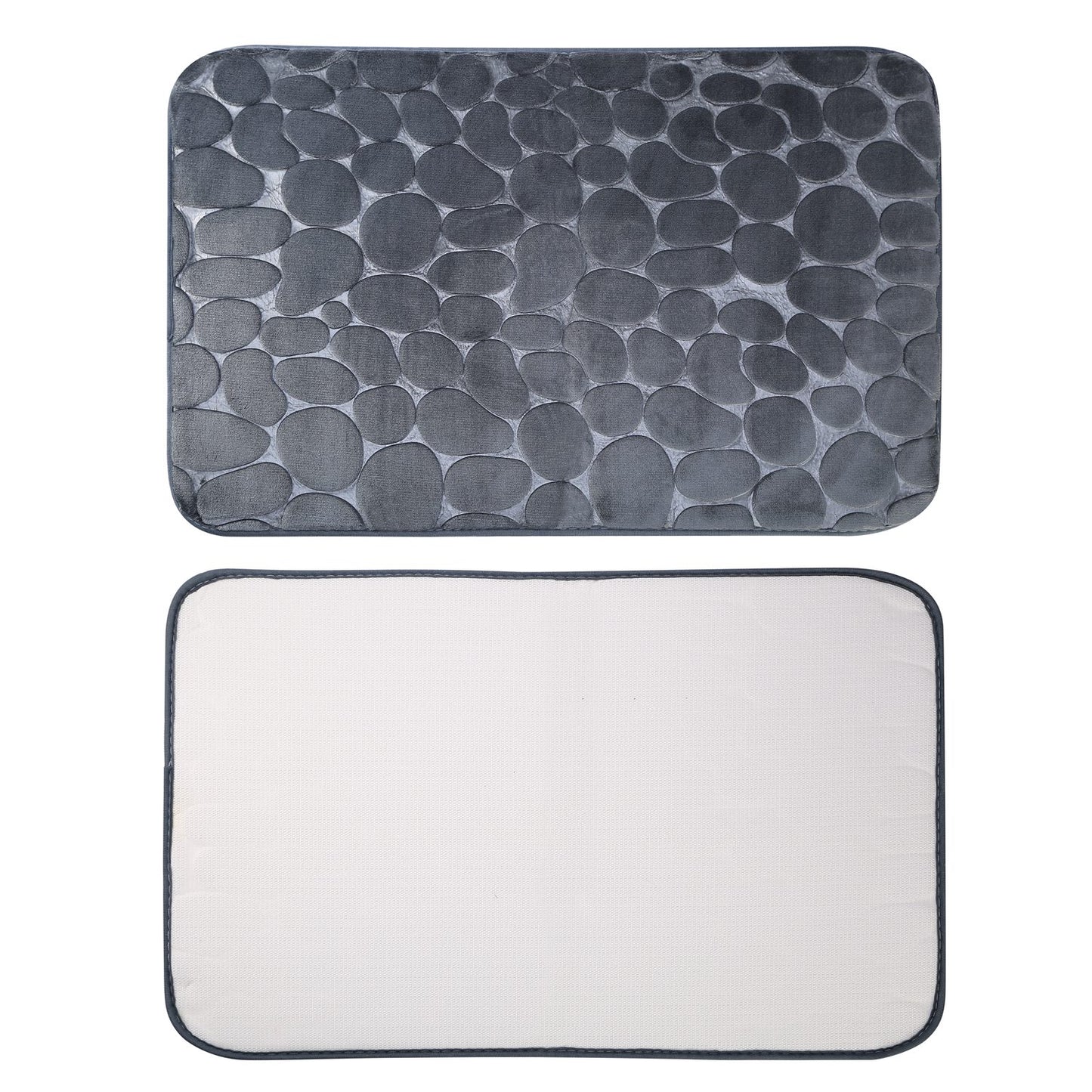 Bathroom Rug Set 2-Piece Non-Slip Flannel Pebble Pattern
