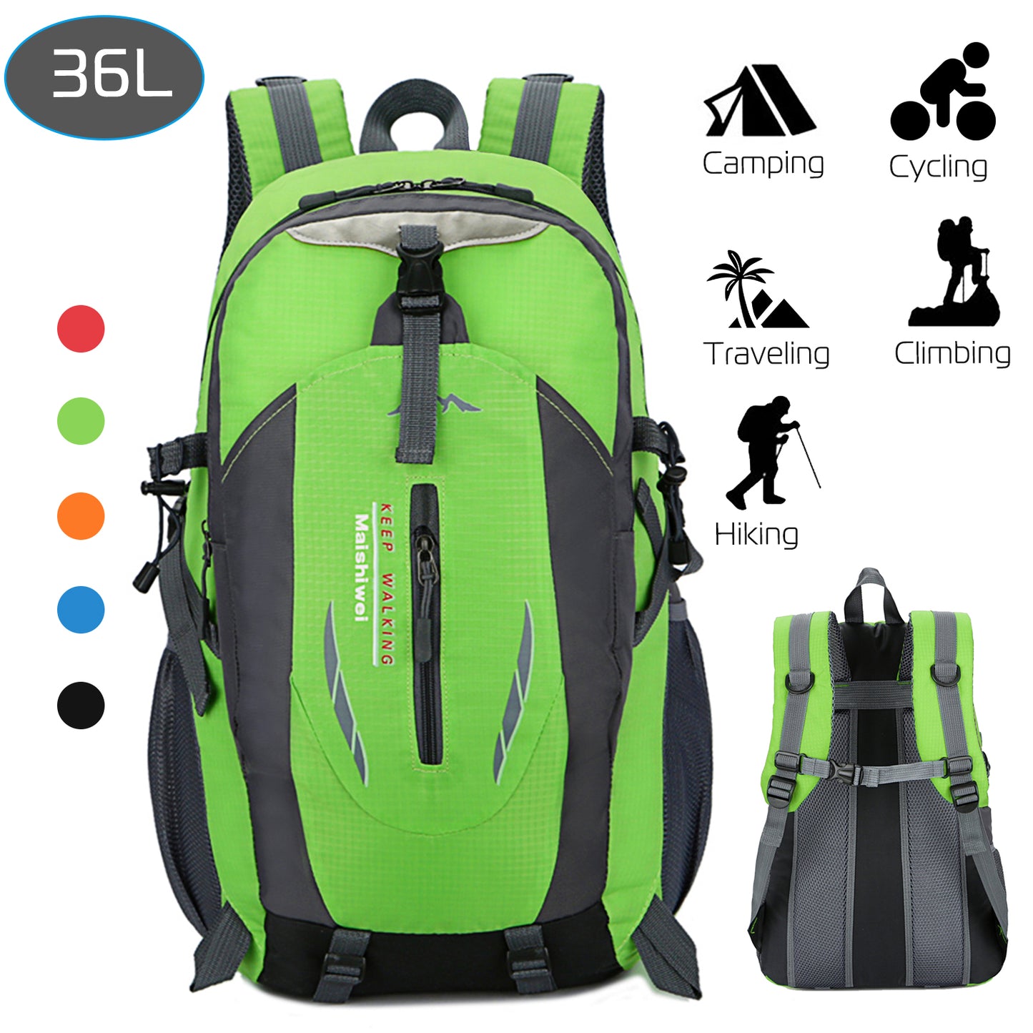 36L Waterproof Hiking Backpack with Ergonomic Design