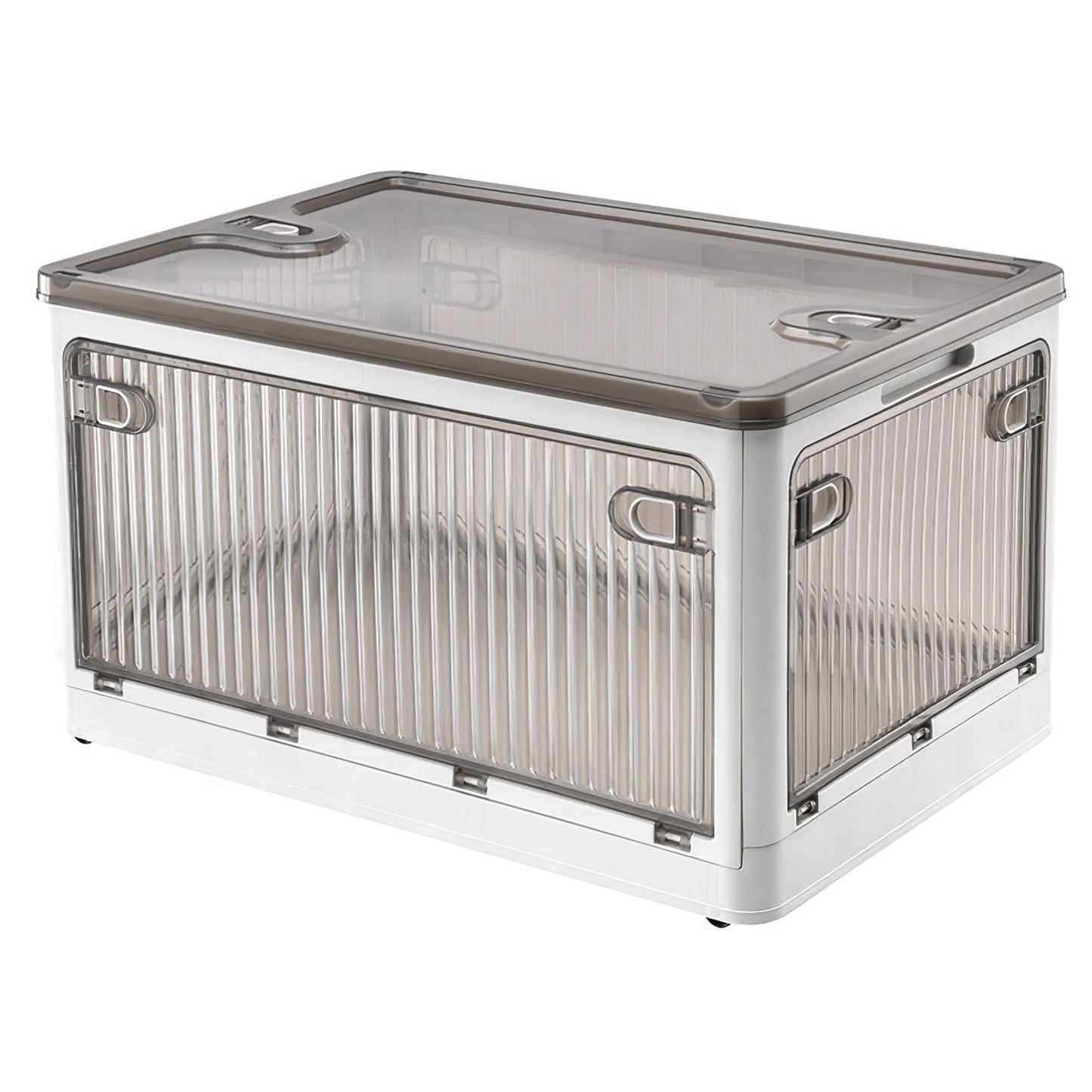 70QT Foldable Storage Bin with Lid and 4 Side Doors