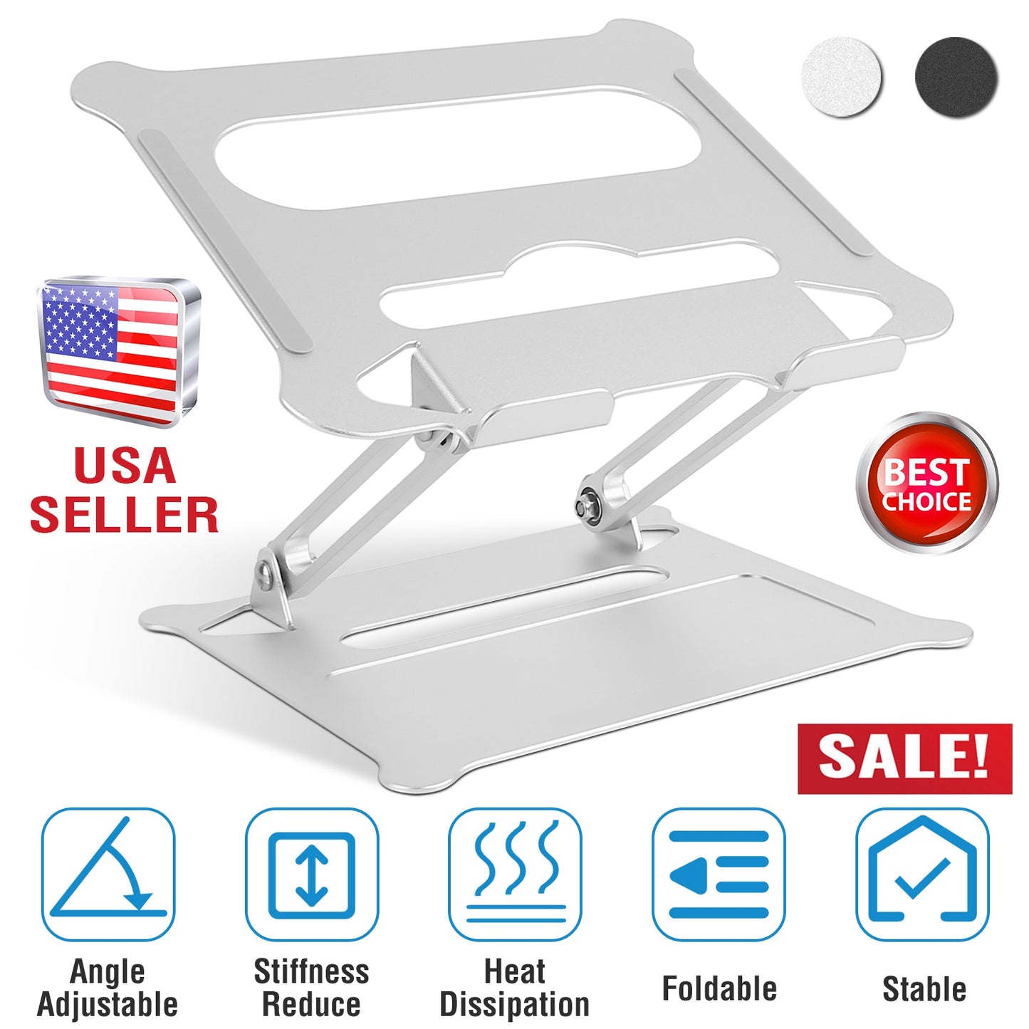 Adjustable Aluminum Laptop Stand for 10-17 Inch Notebooks
