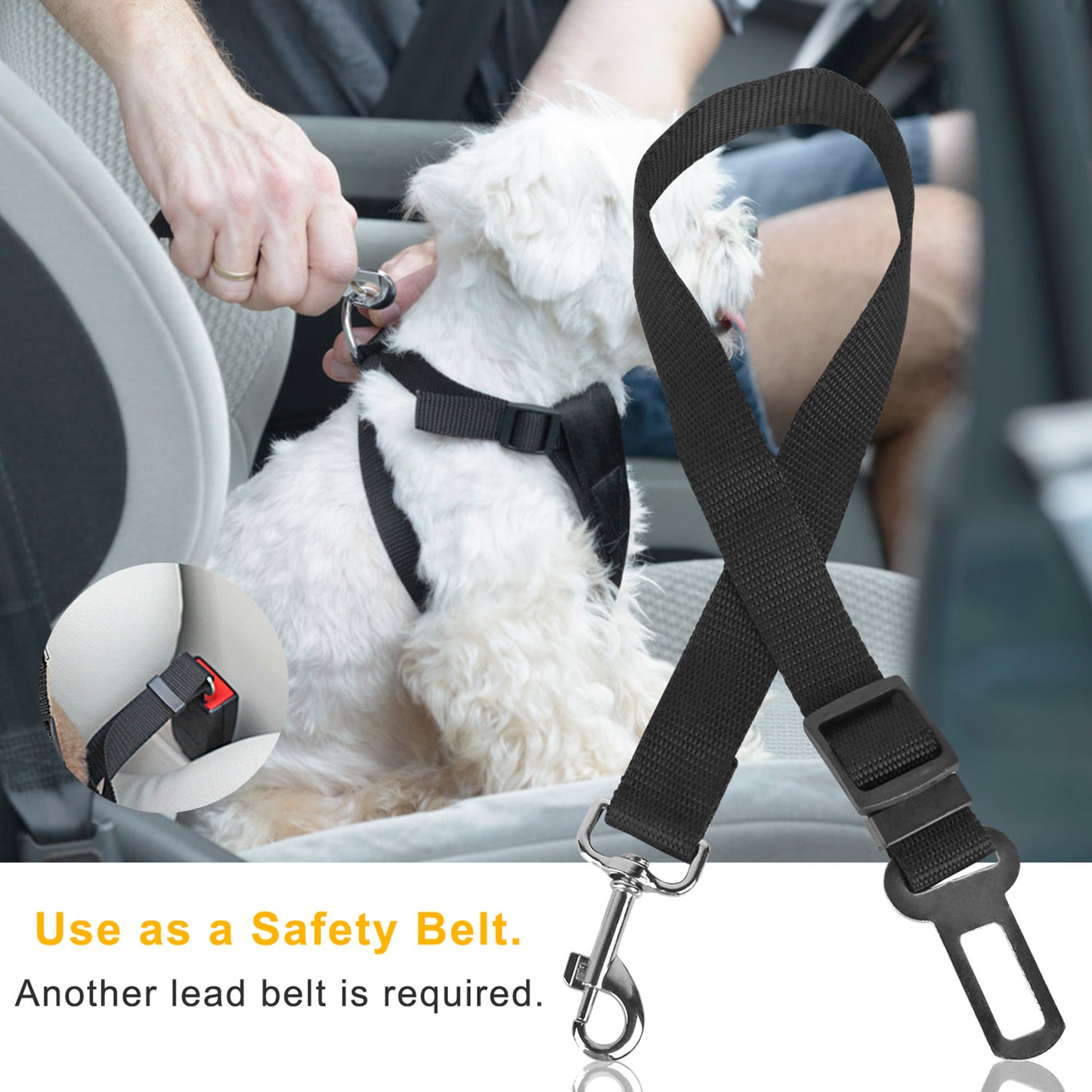 Dog Seat Belt Leash 2-Pack Adjustable Car Safety Harness