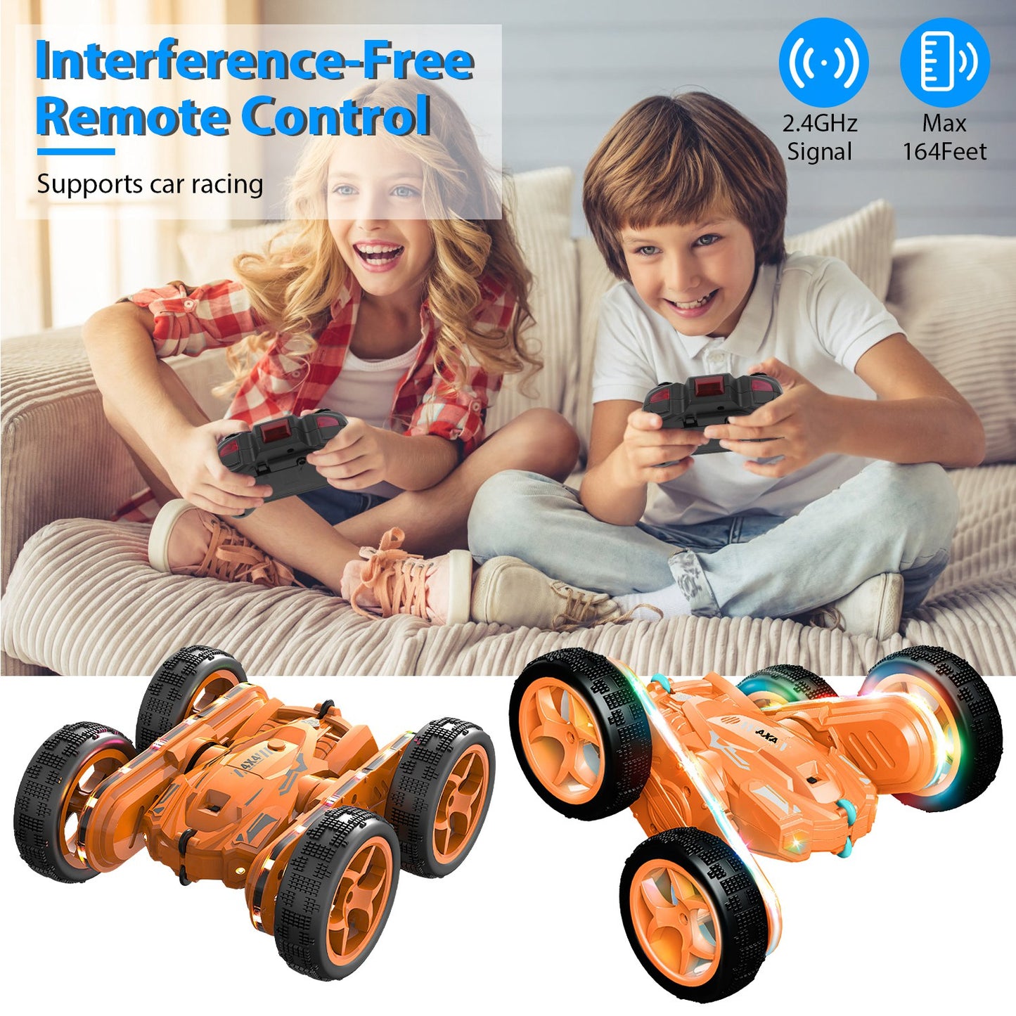RC Stunt Car with LED Lights & Music - 4WD Remote Control