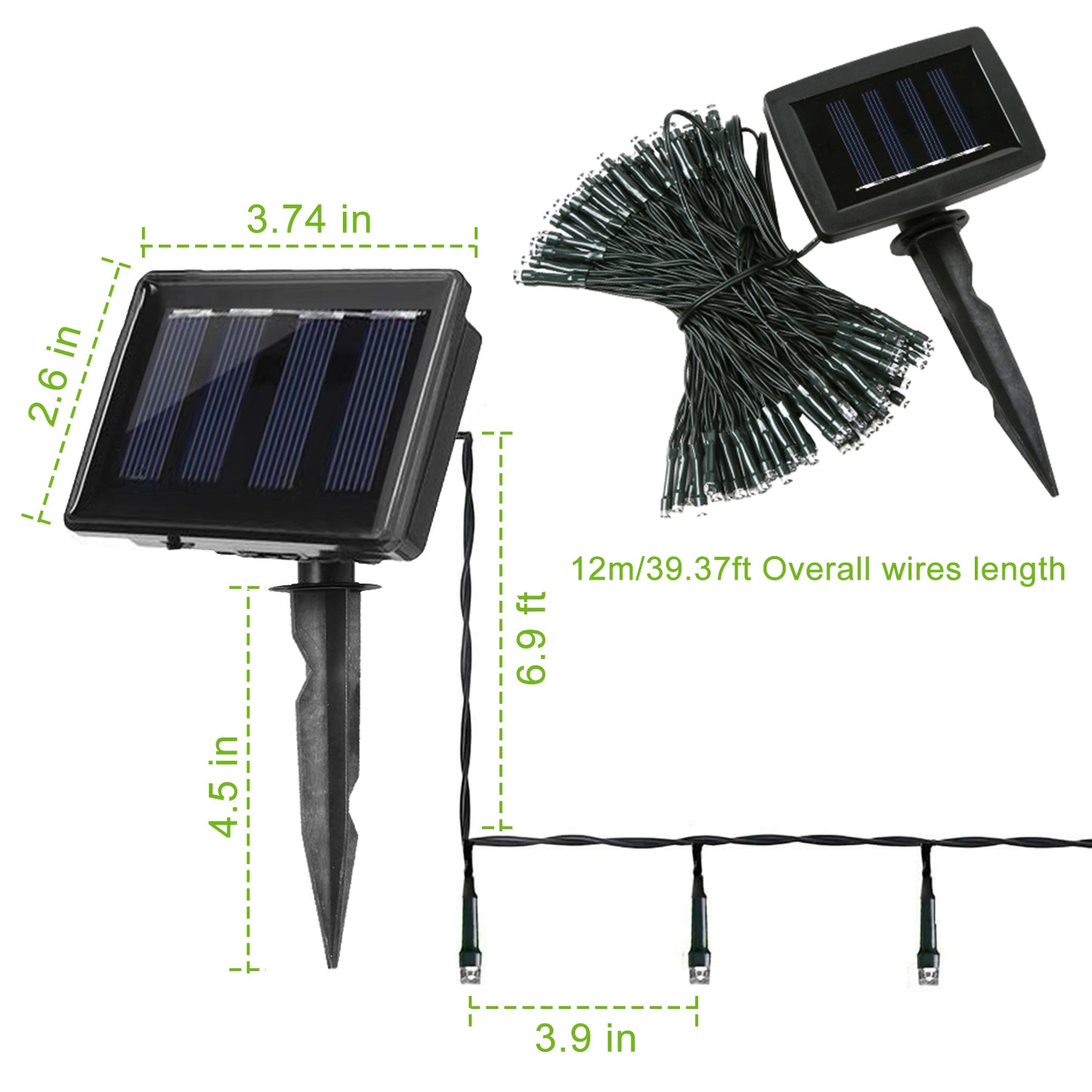 Solar String Lights 100 LED 40ft Outdoor Waterproof Fairy Lights