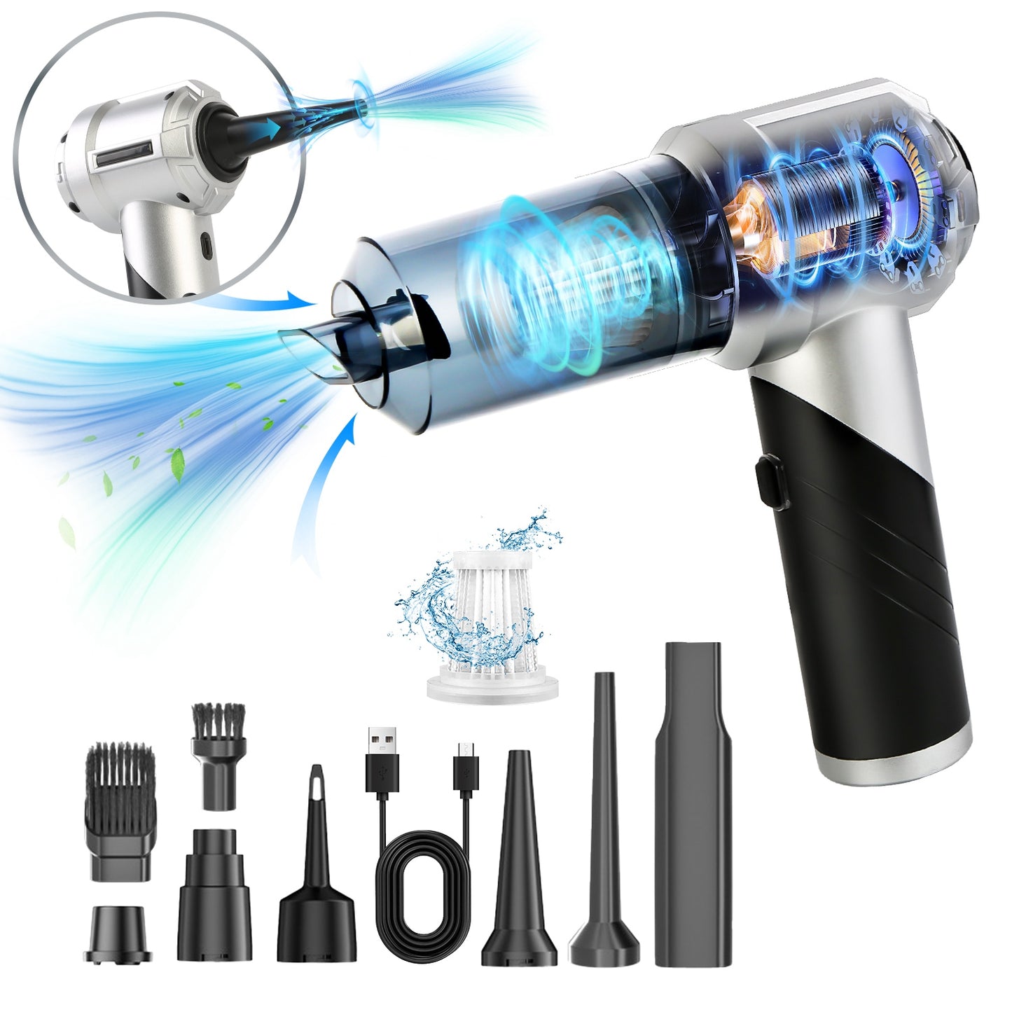 Cordless Car Vacuum Cleaner with 20000PA Suction & Brushless Motor