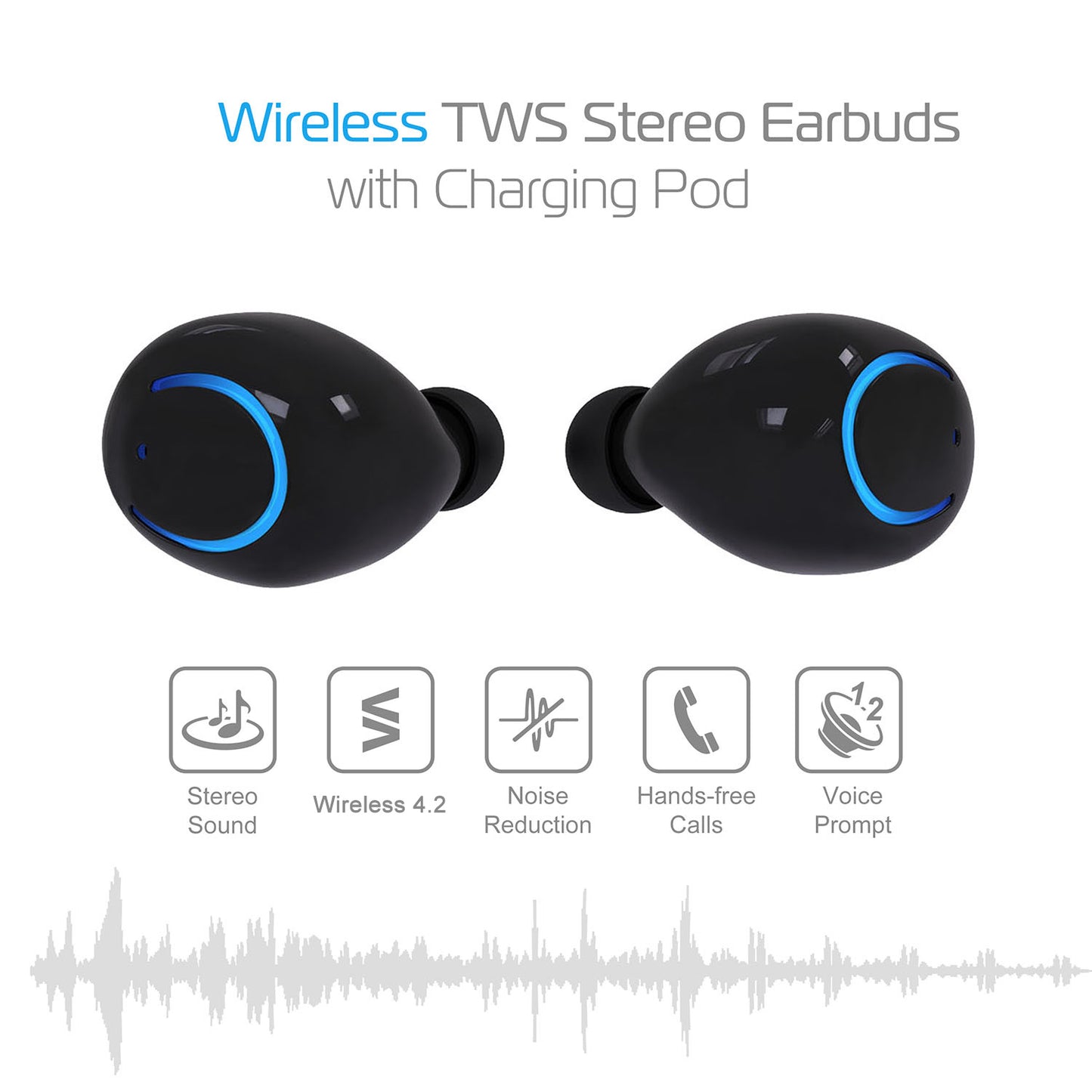 Wireless TWS Stereo Earbuds with Charging Case
