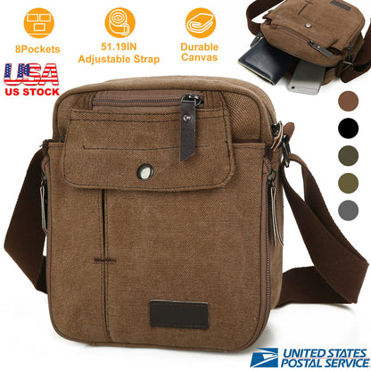 Unisex Crossbody Bags Canvas Phone Tablet PC Shoulder Bag Credit Card Key Messenger Purse