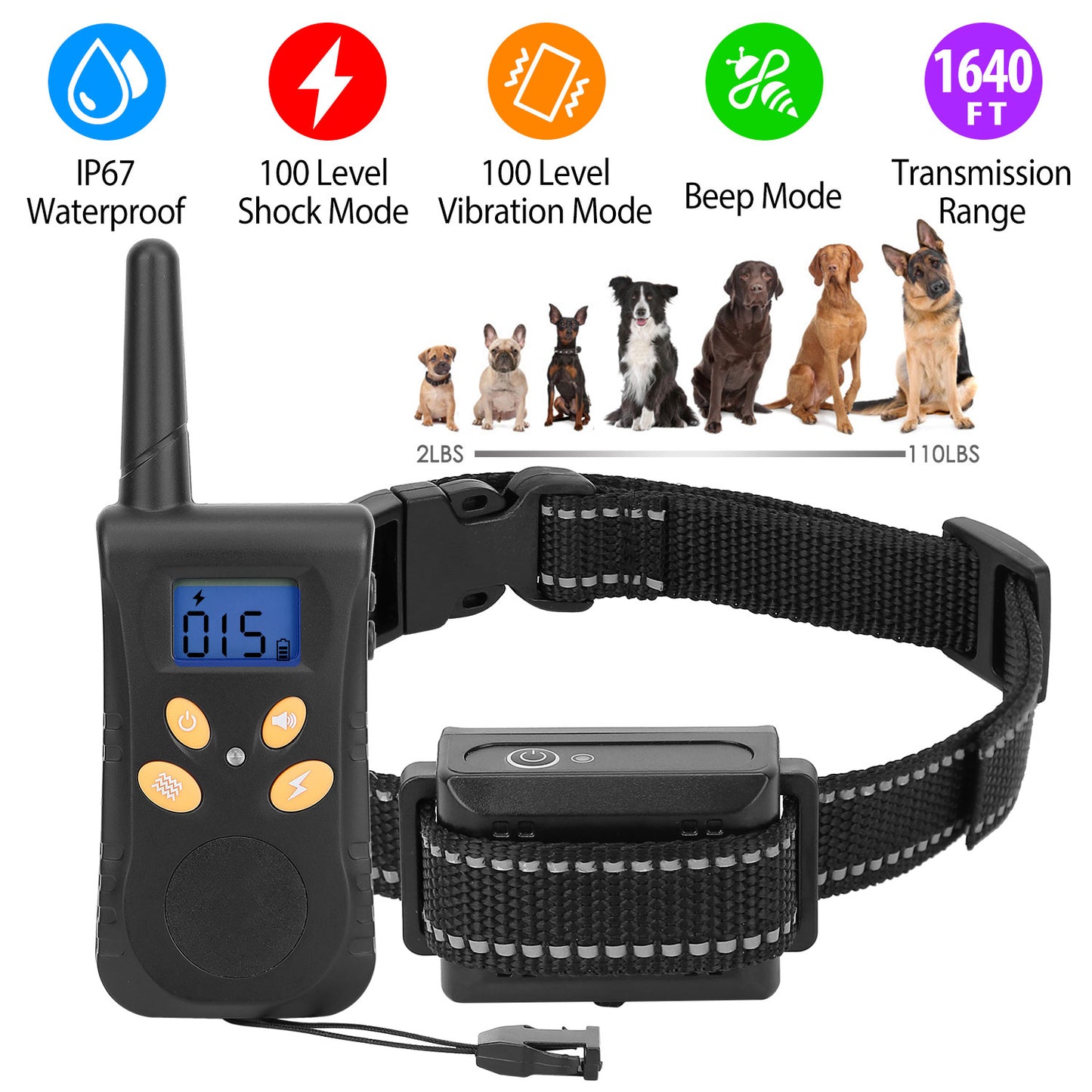 Dog Training Collar with Remote - IPX7 Waterproof, 1640ft Range