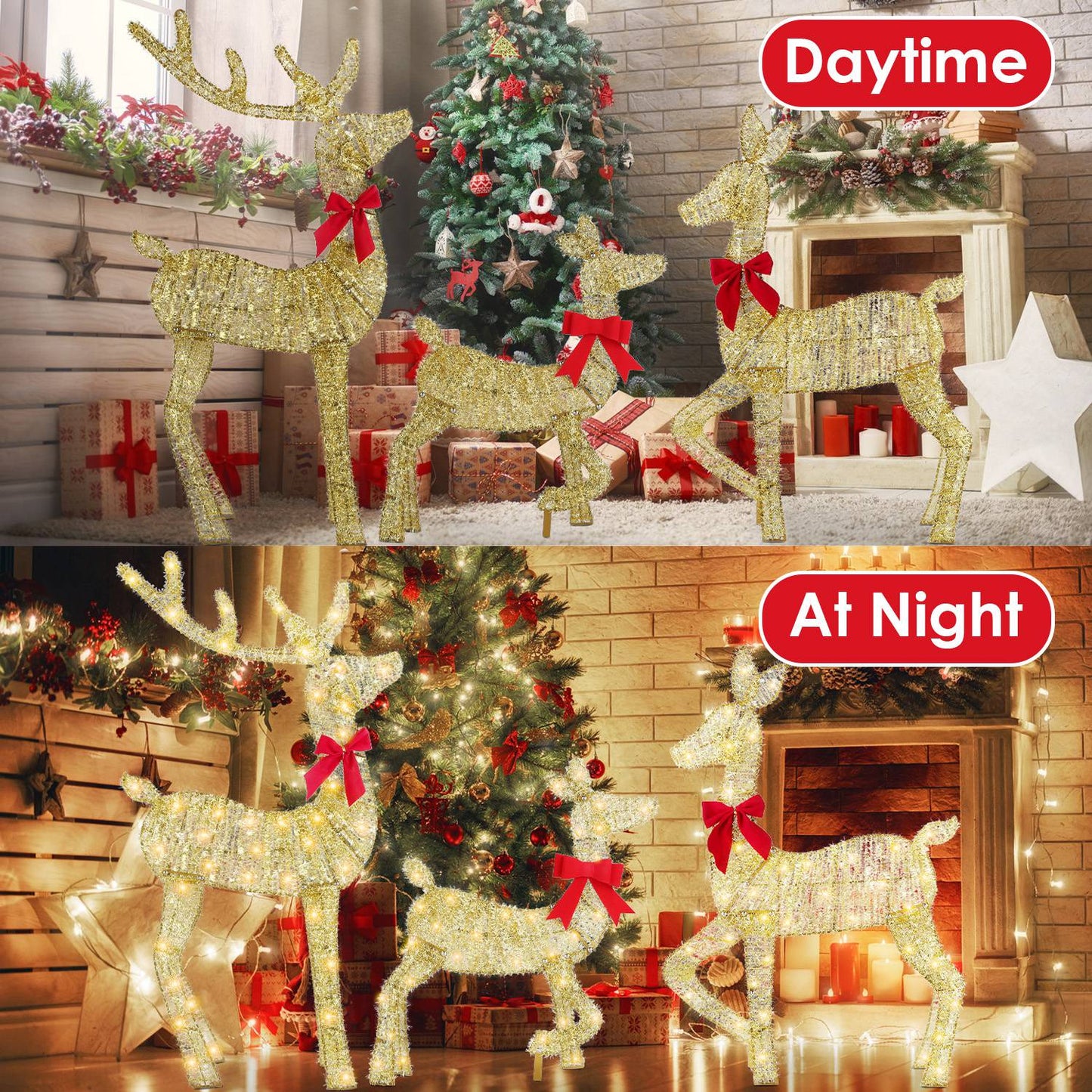 Lighted Christmas Deer Family Set - 3 Piece Indoor Outdoor Display