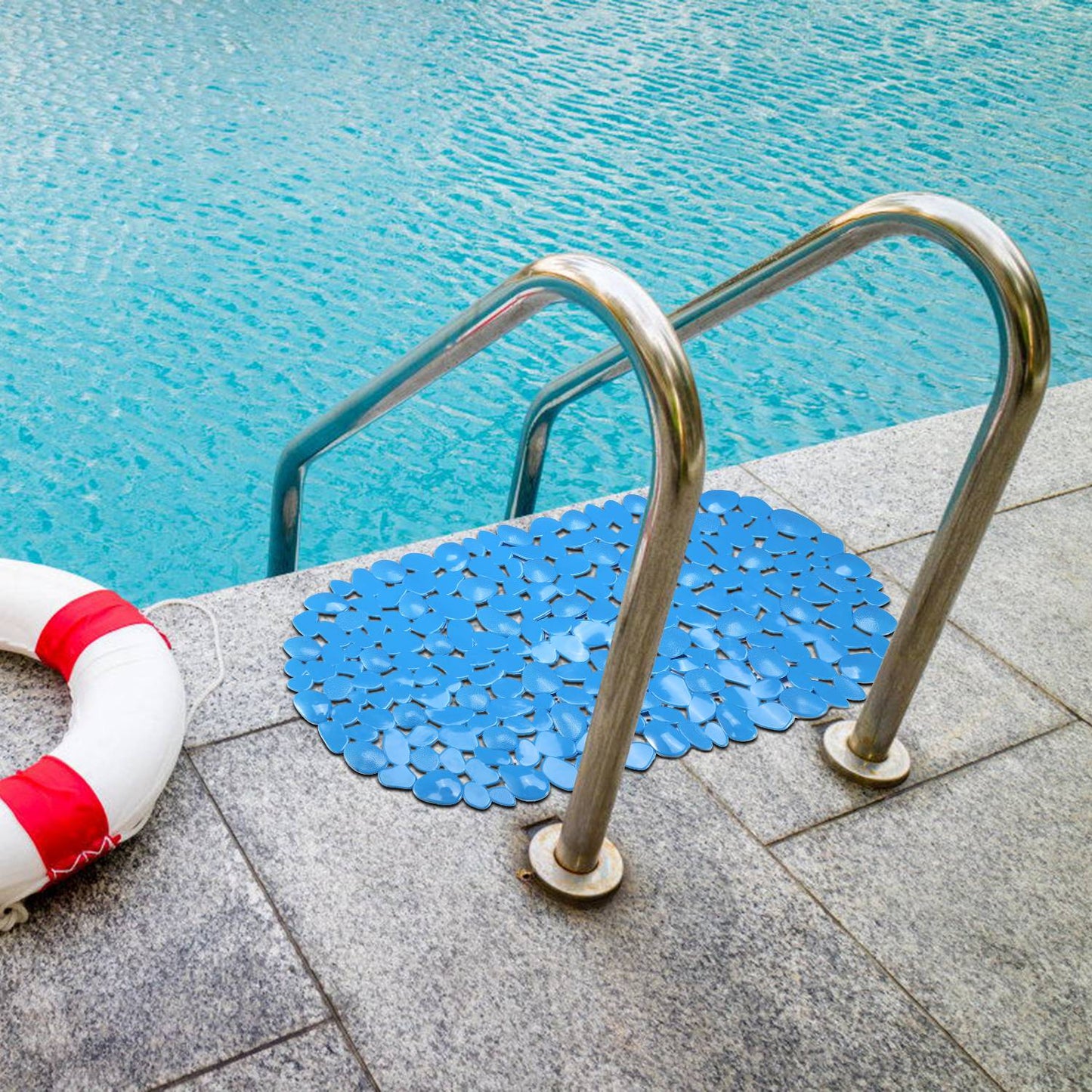 Pebble Massage Bath Mat with Suction Cups & Drain Holes
