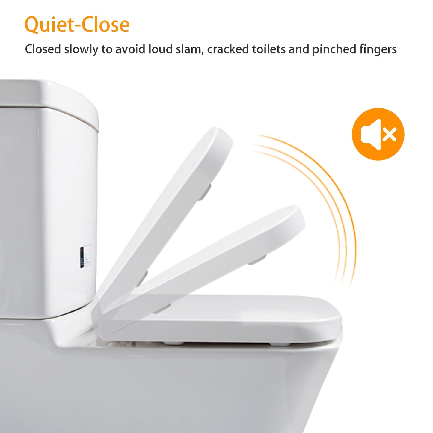 Square Toilet Seat with Quiet-Close and Quick-Release