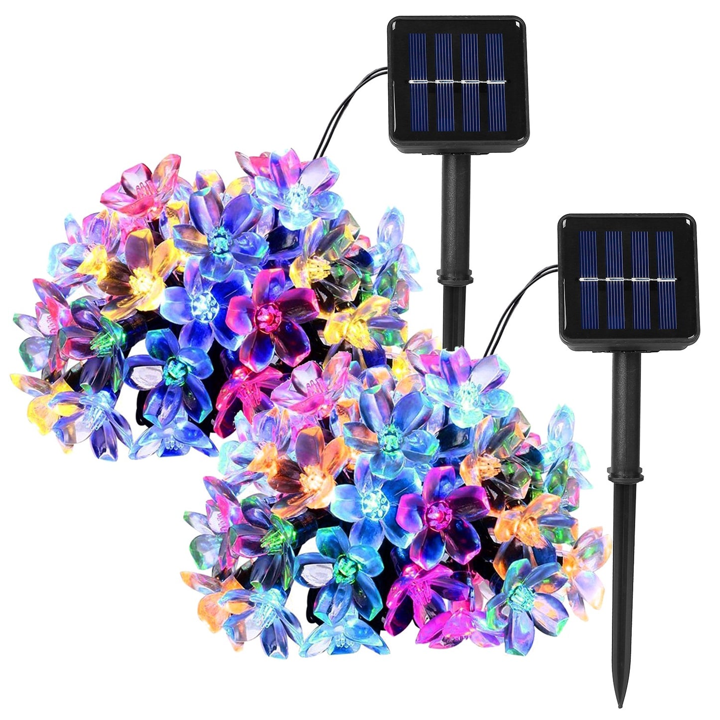 Solar Flower String Lights 50 LED Sakura Blossom 23ft Waterproof