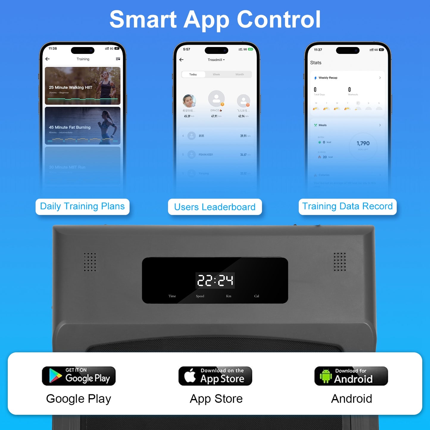 Under Desk Folding Treadmill with Remote and App Control
