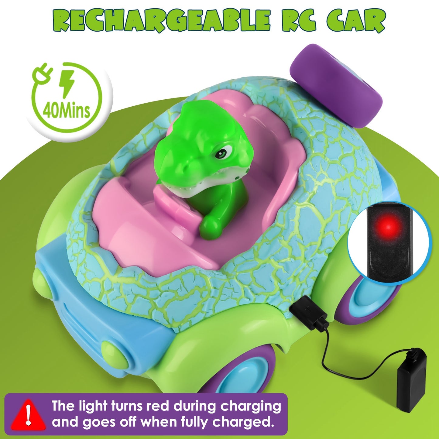 Dinosaur Remote Control Cars 2-Pack for Toddlers Ages 3+