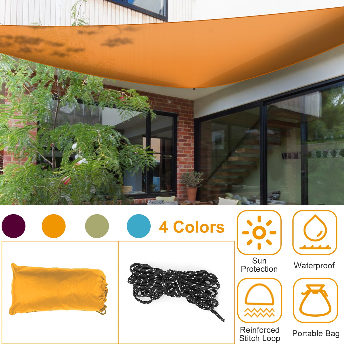 Triangle Shade Sail Canopy - Waterproof Outdoor Sun Shelter