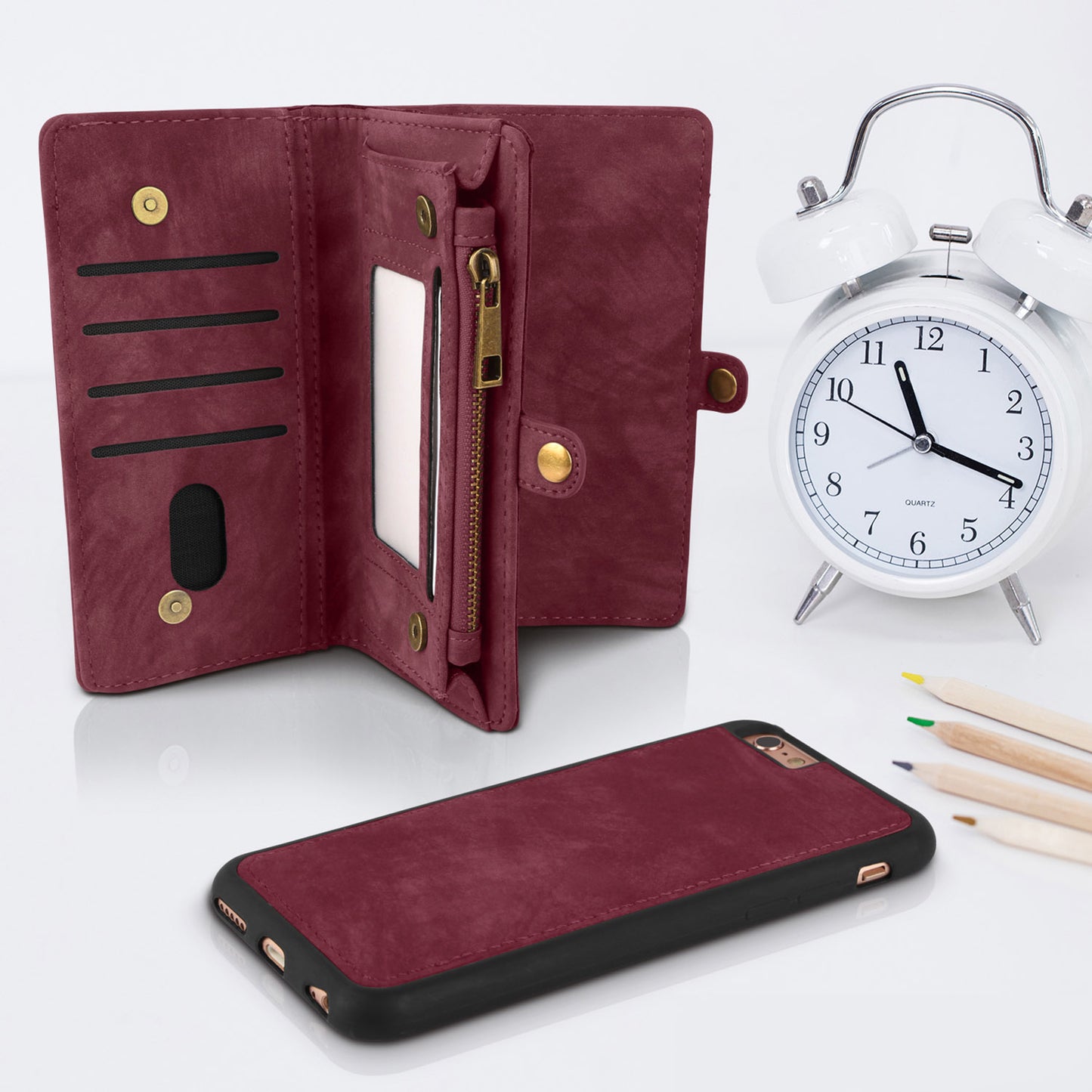 iPhone 6 Wallet Case with Detachable Magnetic Phone Holder
