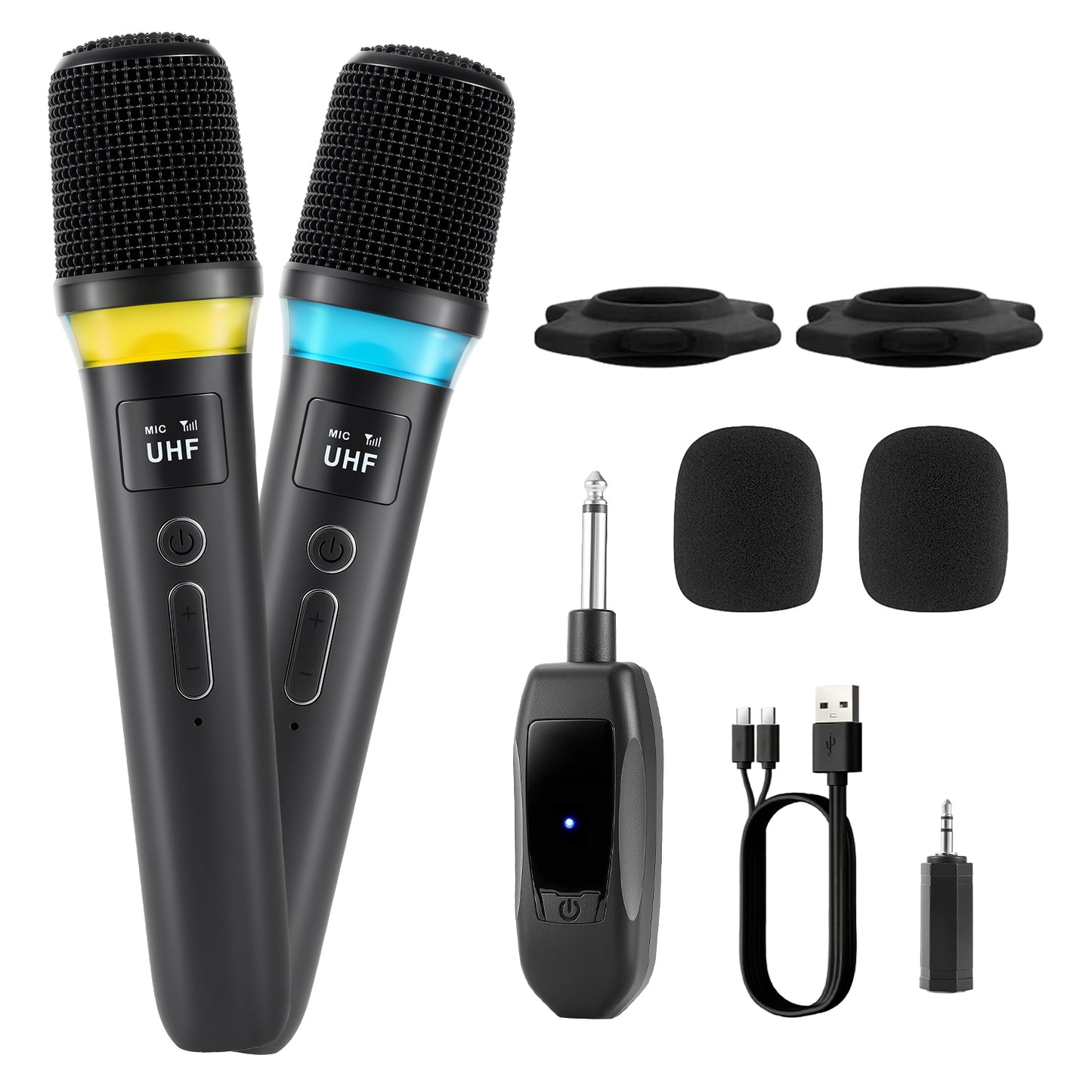 Wireless Microphone System with 164FT Range & RGB Lights