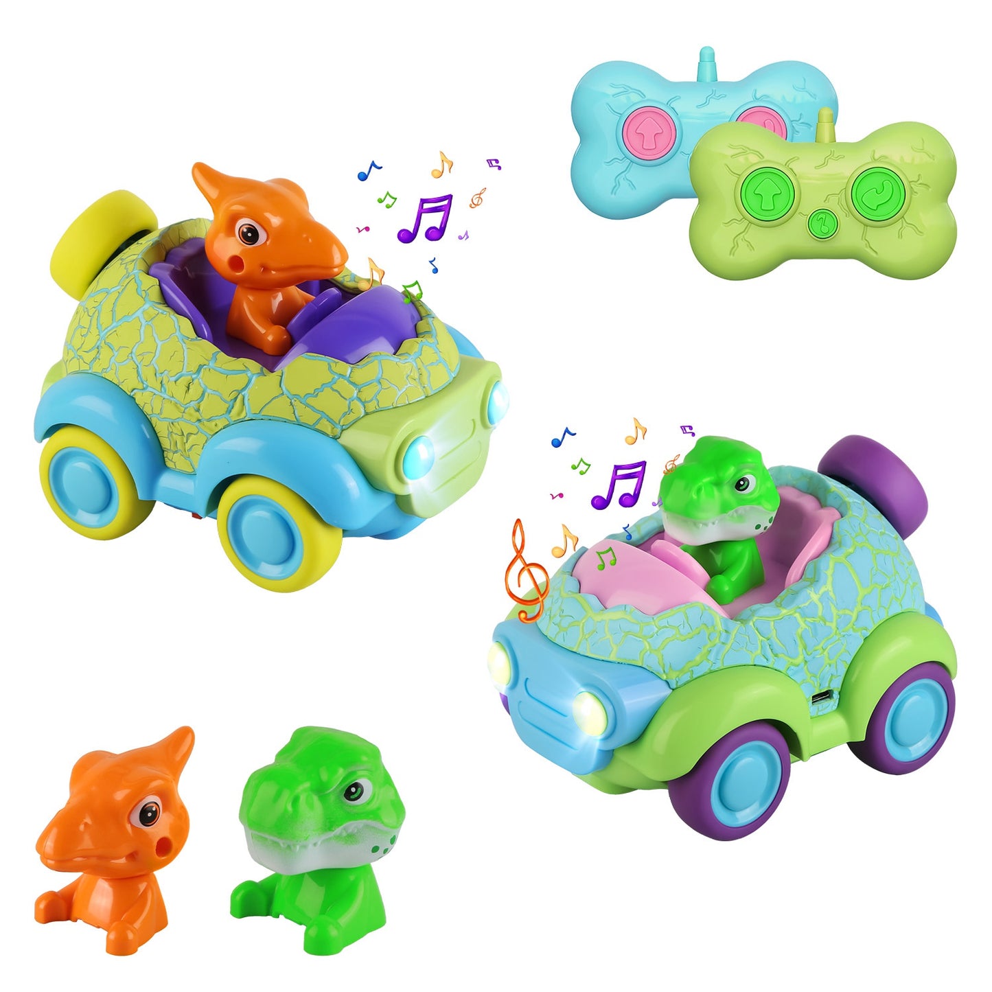 Dinosaur Remote Control Cars 2-Pack for Toddlers Ages 3+