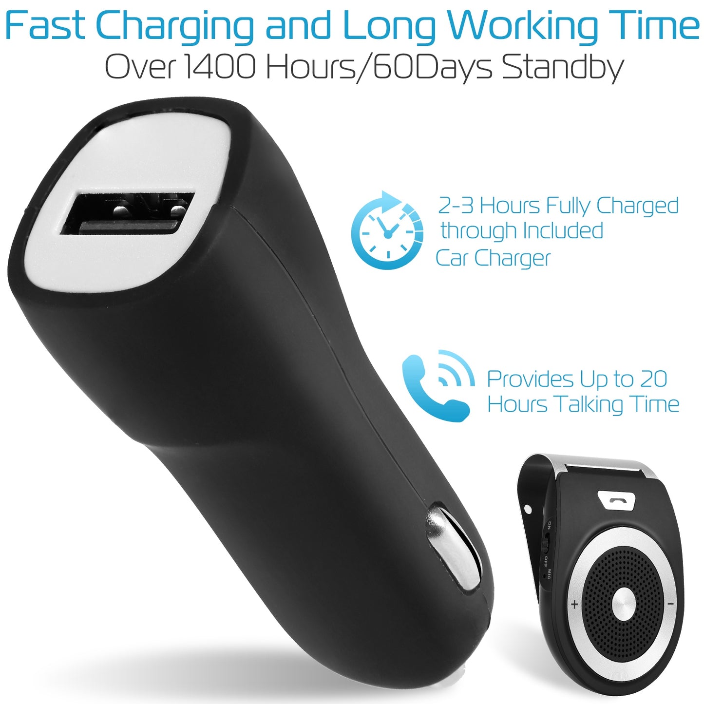Bluetooth Car Speakerphone with Hands-Free Calling