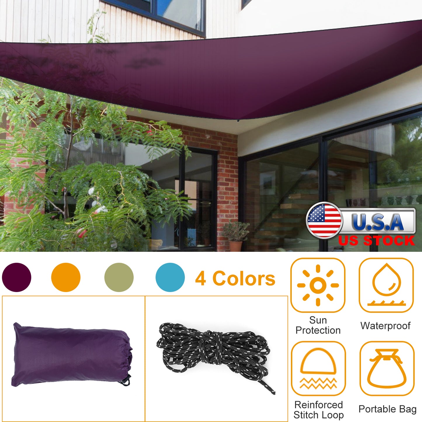 Triangle Shade Sail Canopy - Waterproof Outdoor Sun Shelter