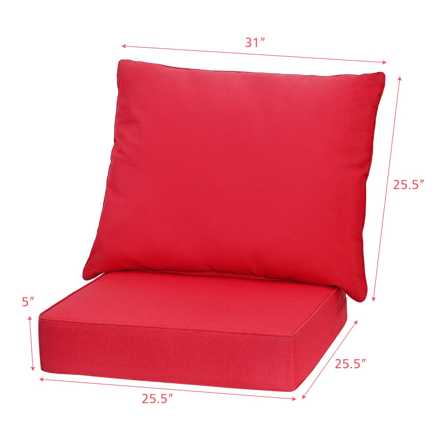 Deep Seat Chair Cushion Set with Rope Belts for Outdoor Use