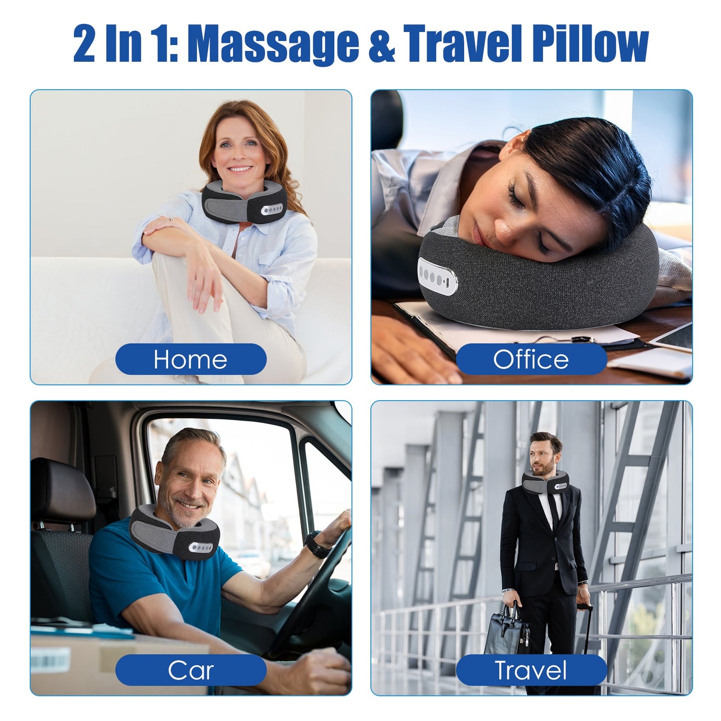 Neck Massager Pillow with Heat & Memory Foam Travel Support