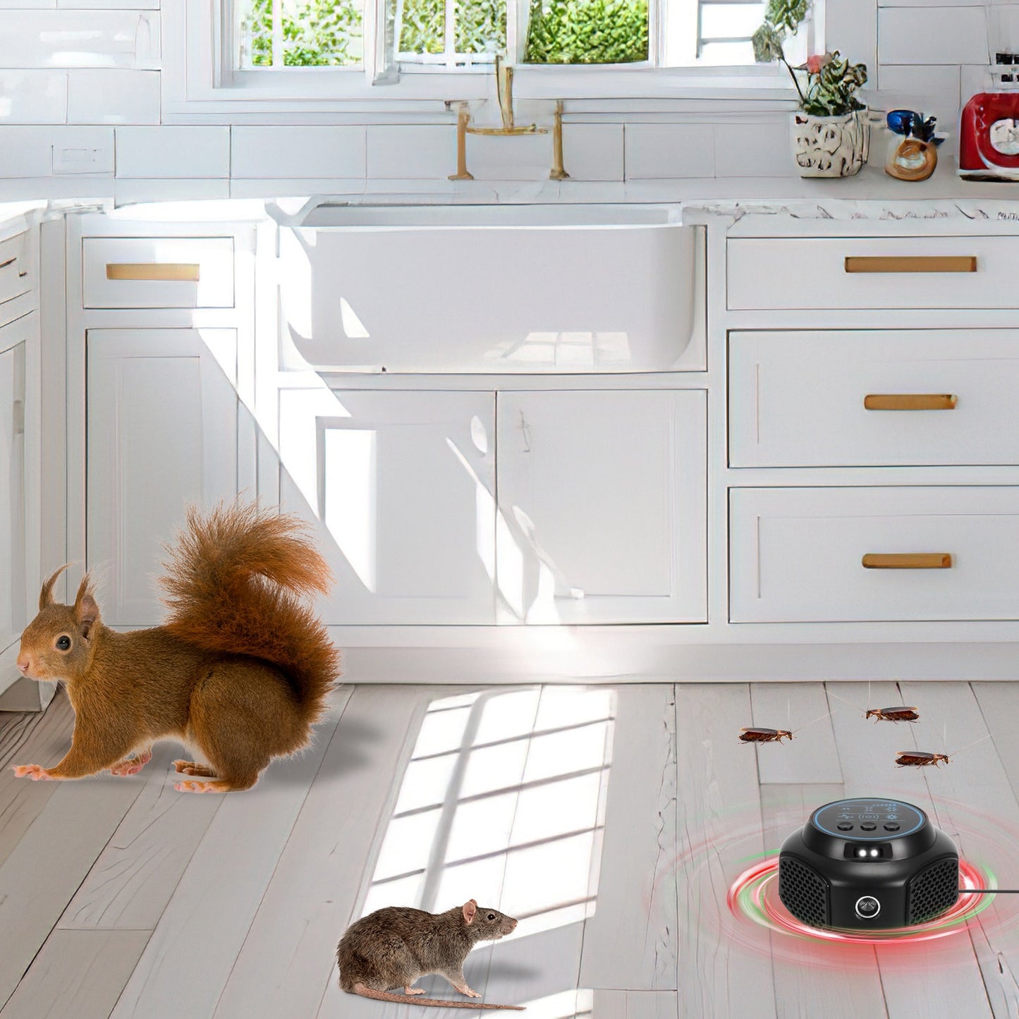 Ultrasonic Rodent Repeller with 3 Modes & Strobe Lights