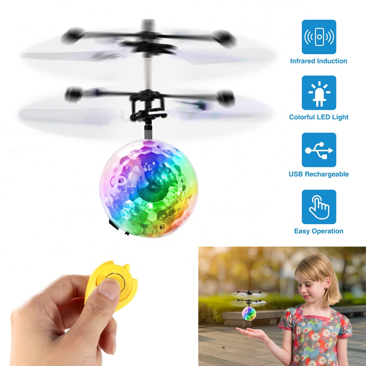 Flying Ball Toy with LED Lights & Hand Control