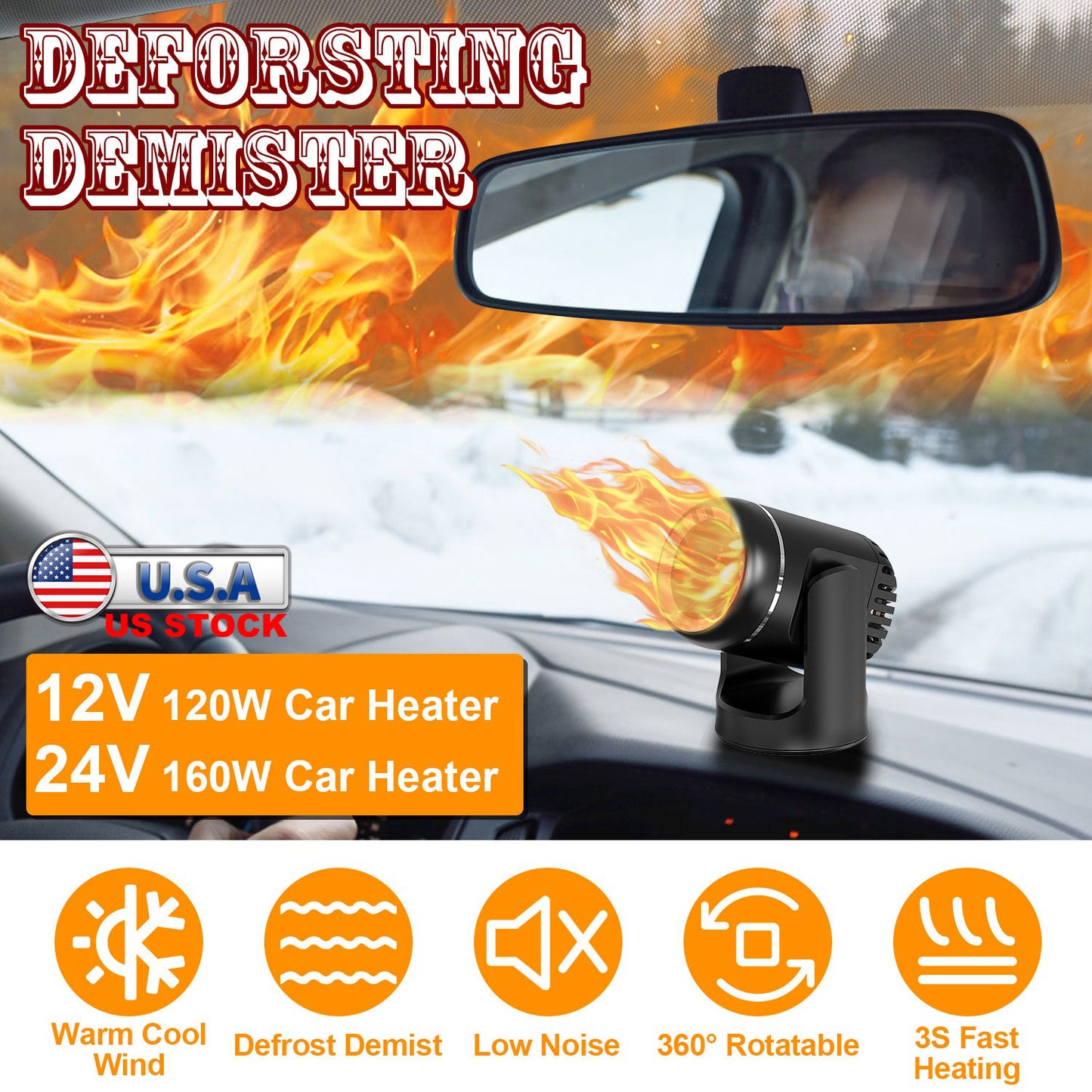 Portable Car Heater 24V 160W 2-in-1 Heating & Cooling Fan